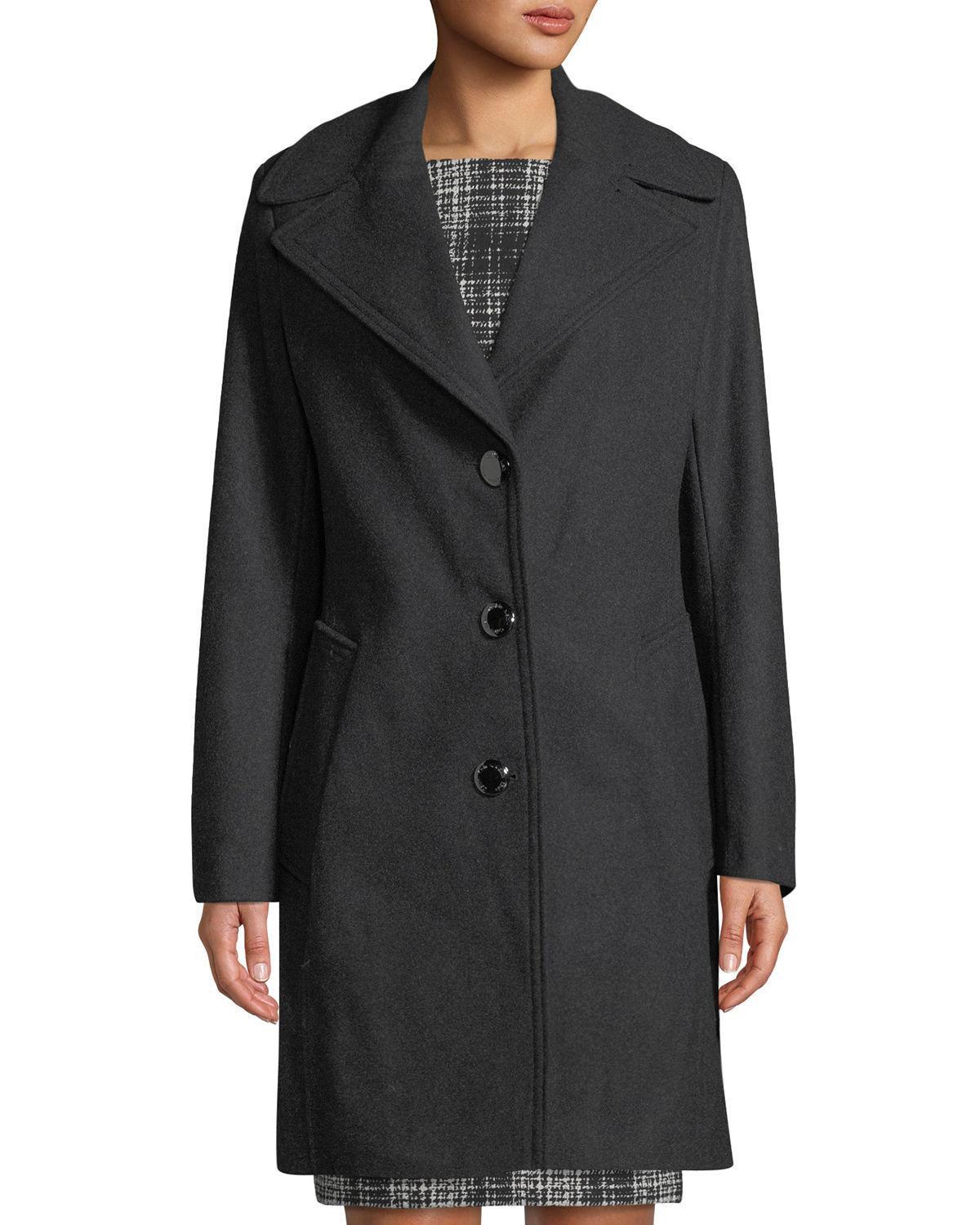 Calvin Klein Single-breasted Wool Reefer Coat in Charcoal (Gray) - Lyst