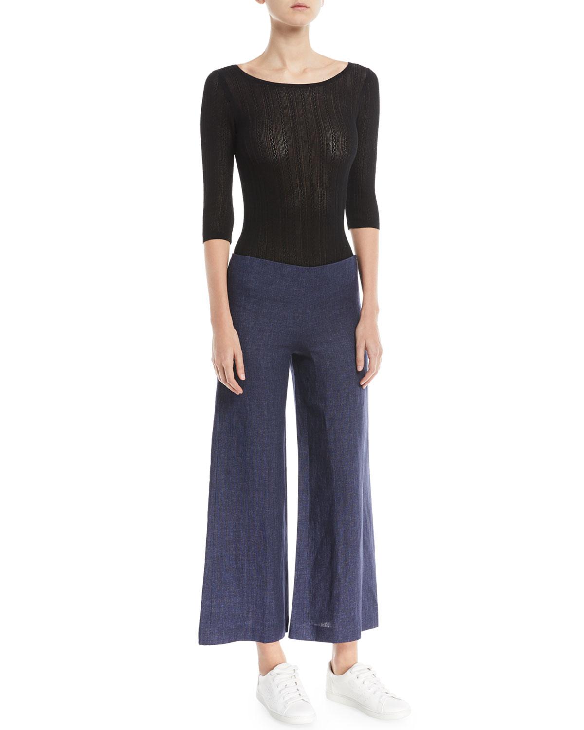 theory wide leg linen pants
