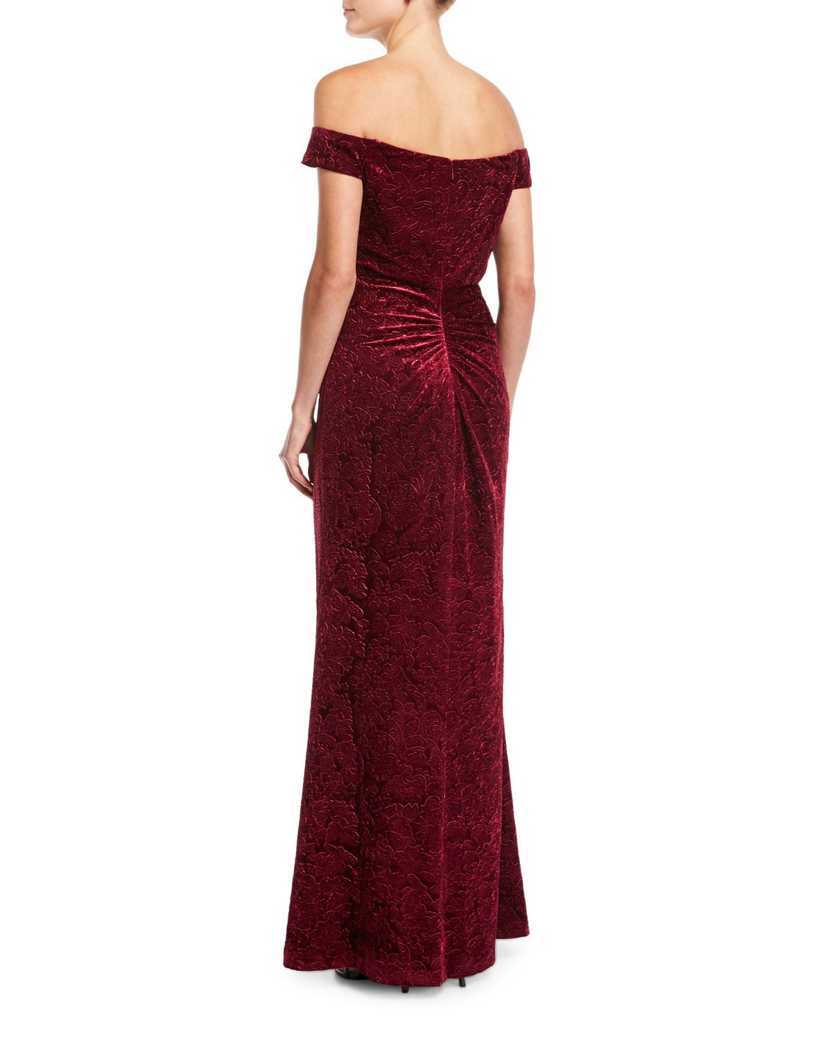 aidan mattox off the shoulder gown