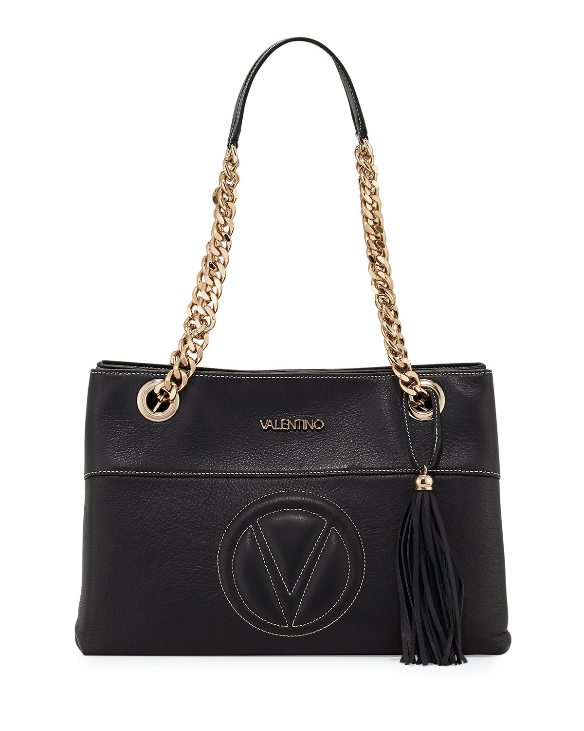 Valentino by mario valentino Karina Leather Shoulder Bag in Black | Lyst