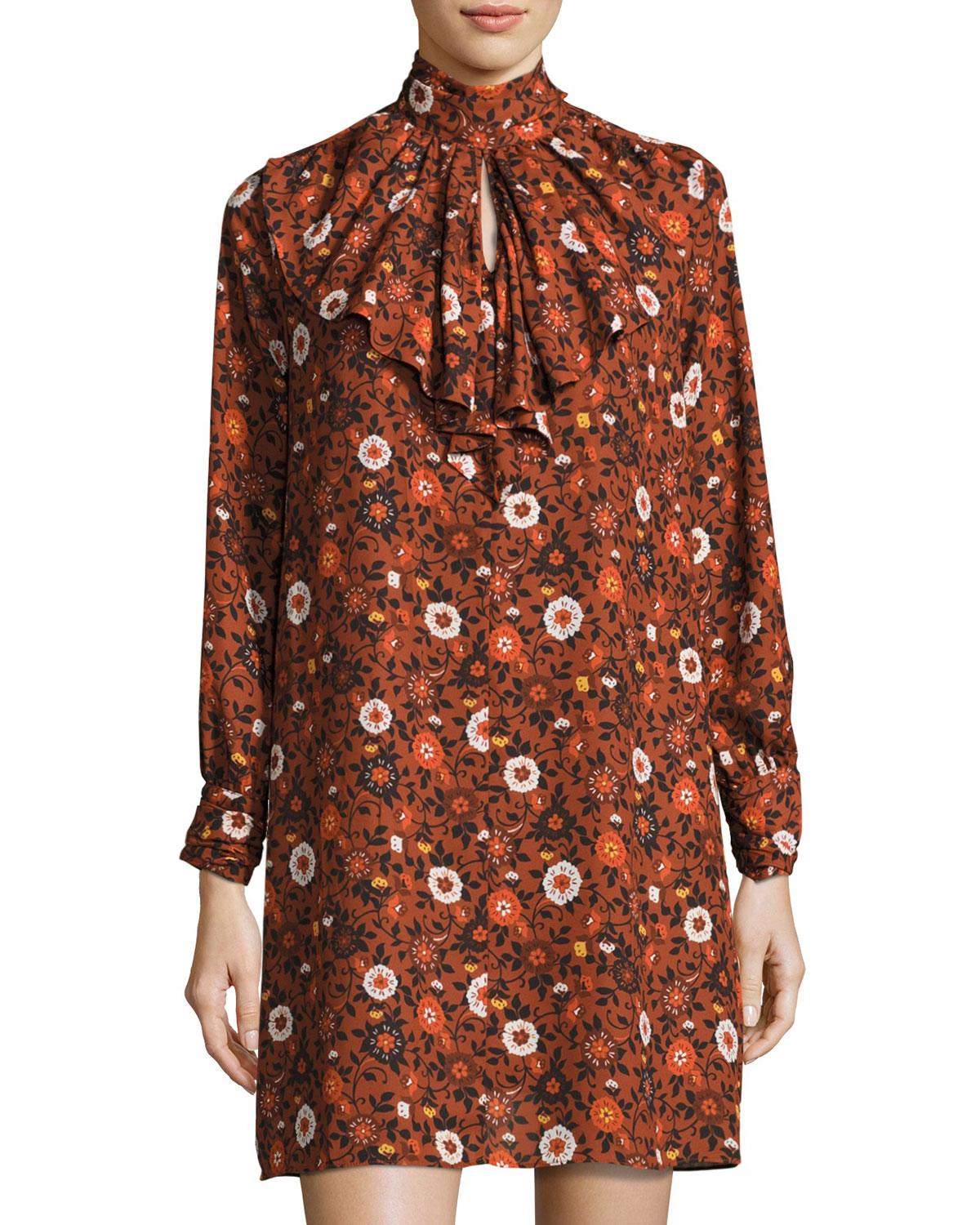 Lyst - Nanette Nanette Lepore Cascade-ruffle Floral-print Dress in Orange