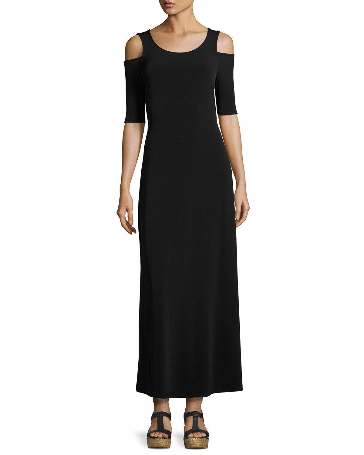 Neiman marcus Cold-shoulder Scoop-neck Jersey Dress in Black | Lyst