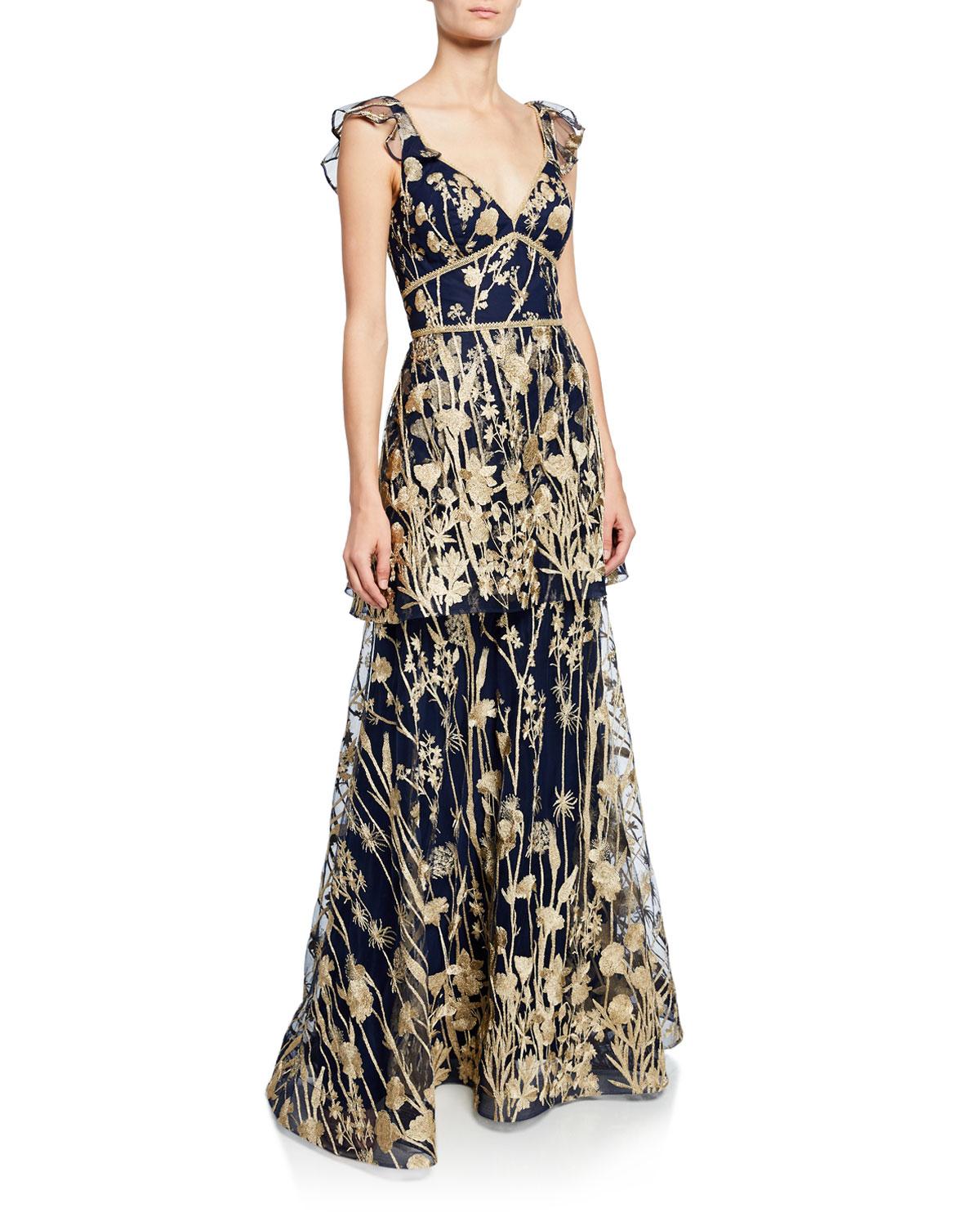 Marchesa notte navy mena dress online
