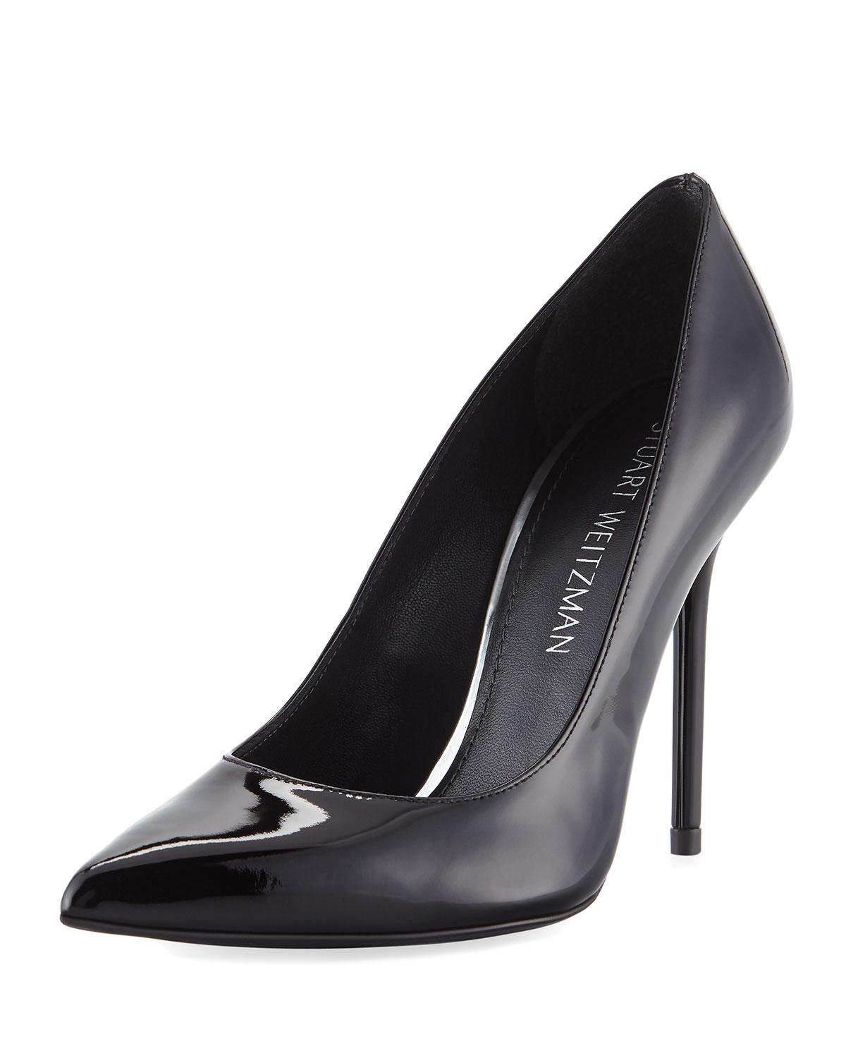 Stuart Weitzman Nouveau Patent Leather Point-toe Pumps in Black - Lyst