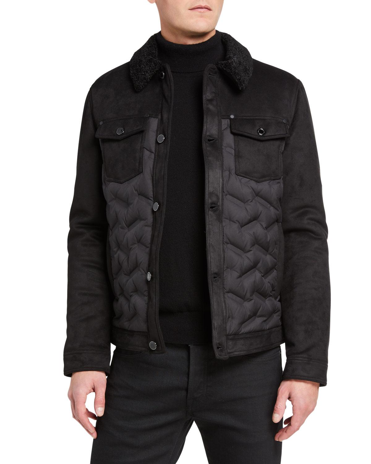 Karl Lagerfeld Synthetic Faux Fur Collar Downfilled Jacket in Black