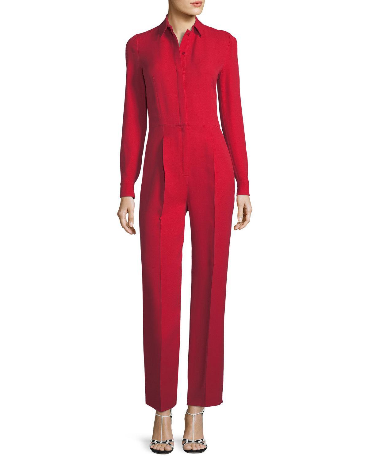 red long sleeve jumpsuit