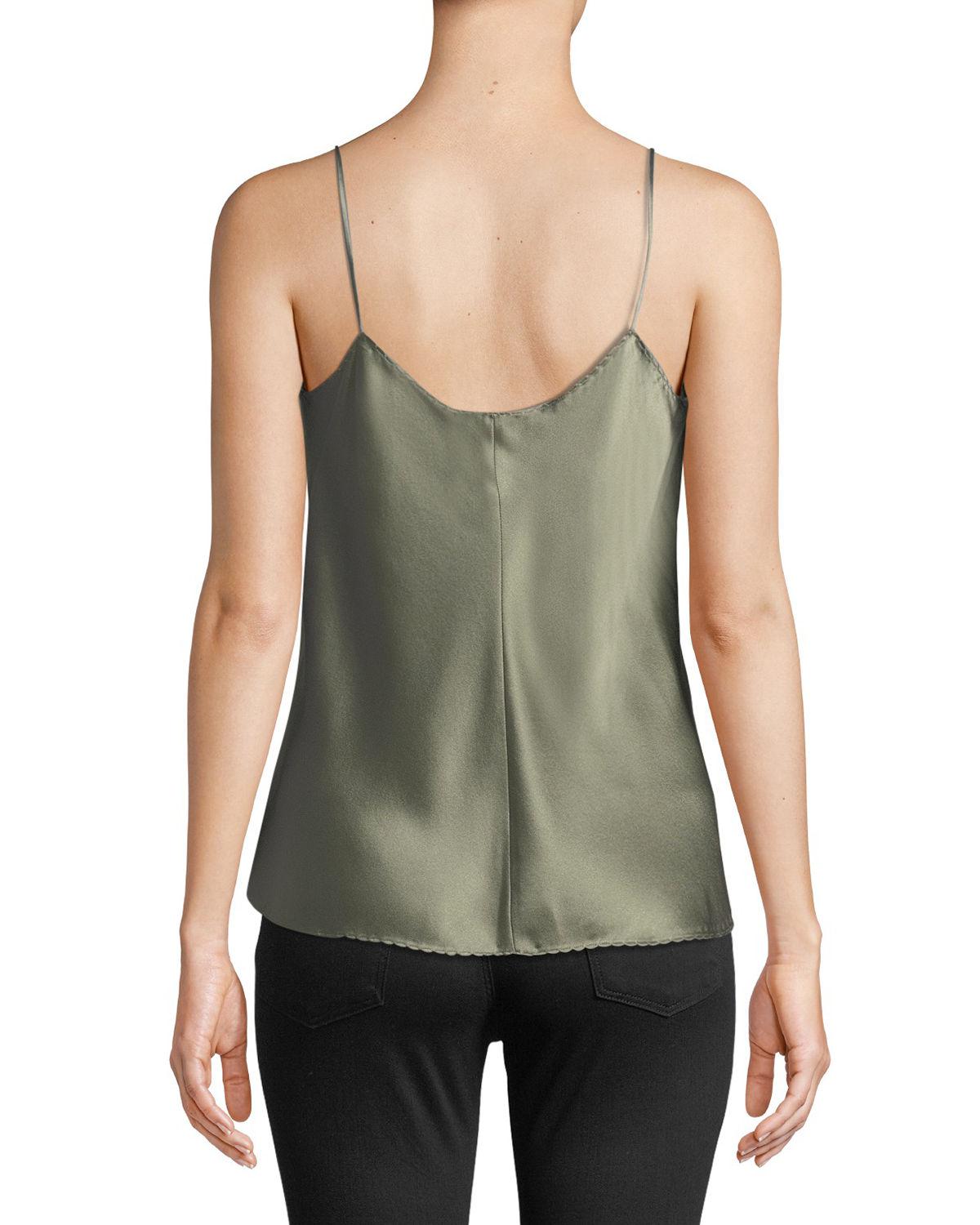 Vince Satin Scalloped Camisole Top in Sage (Green) - Lyst