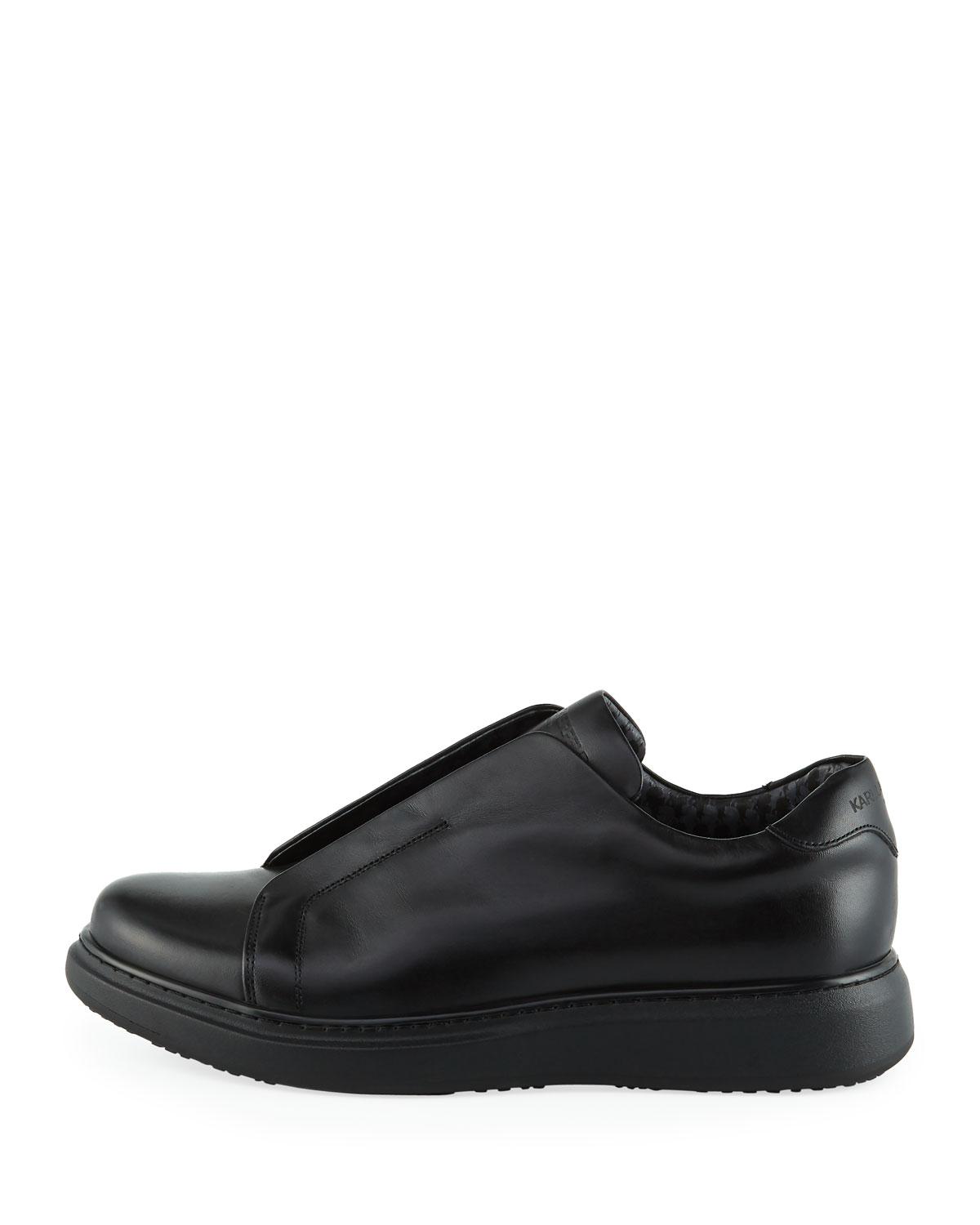 leather laceless shoes