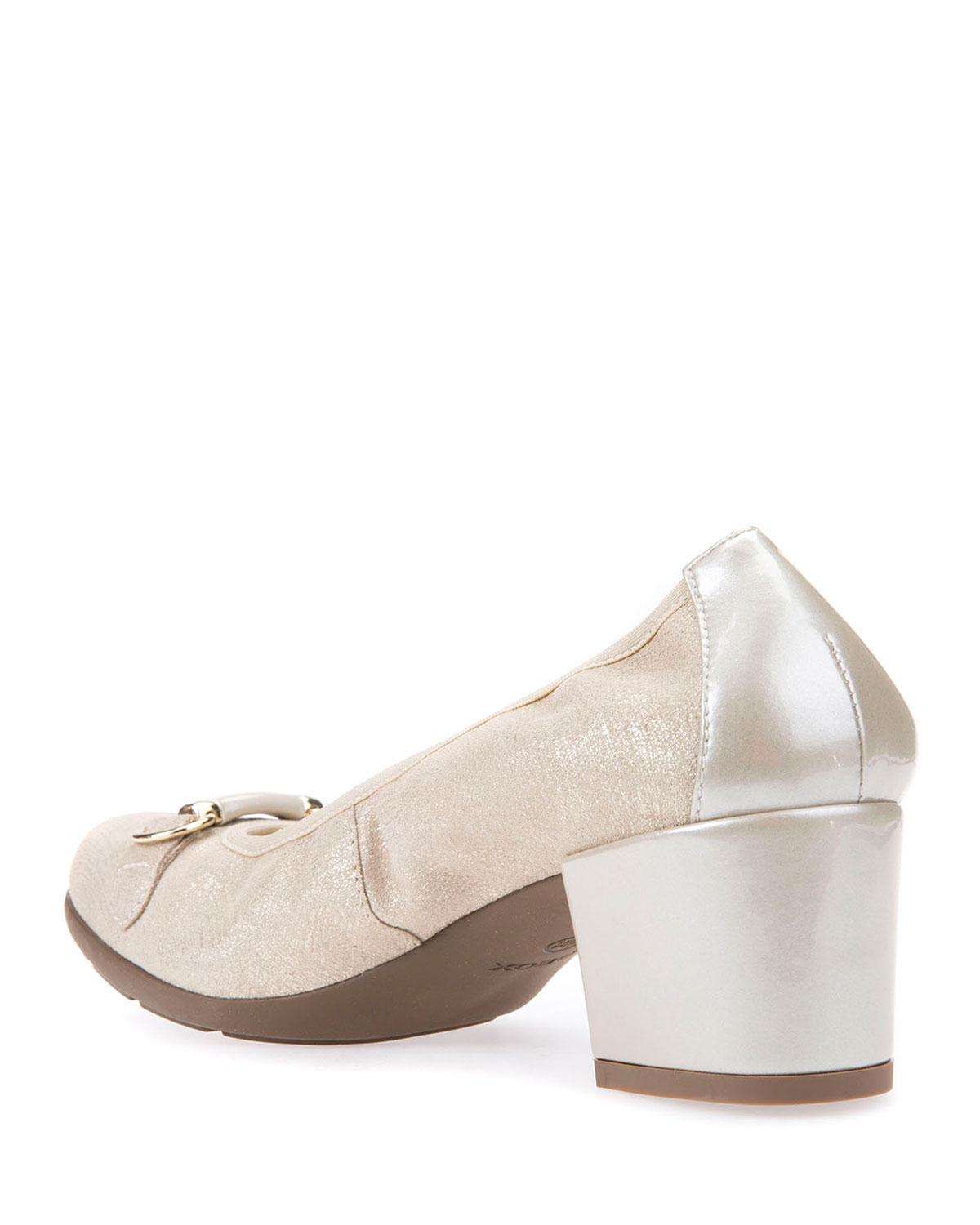 Geox Shimmery Suede Blockheel Pumps Save 40 Lyst