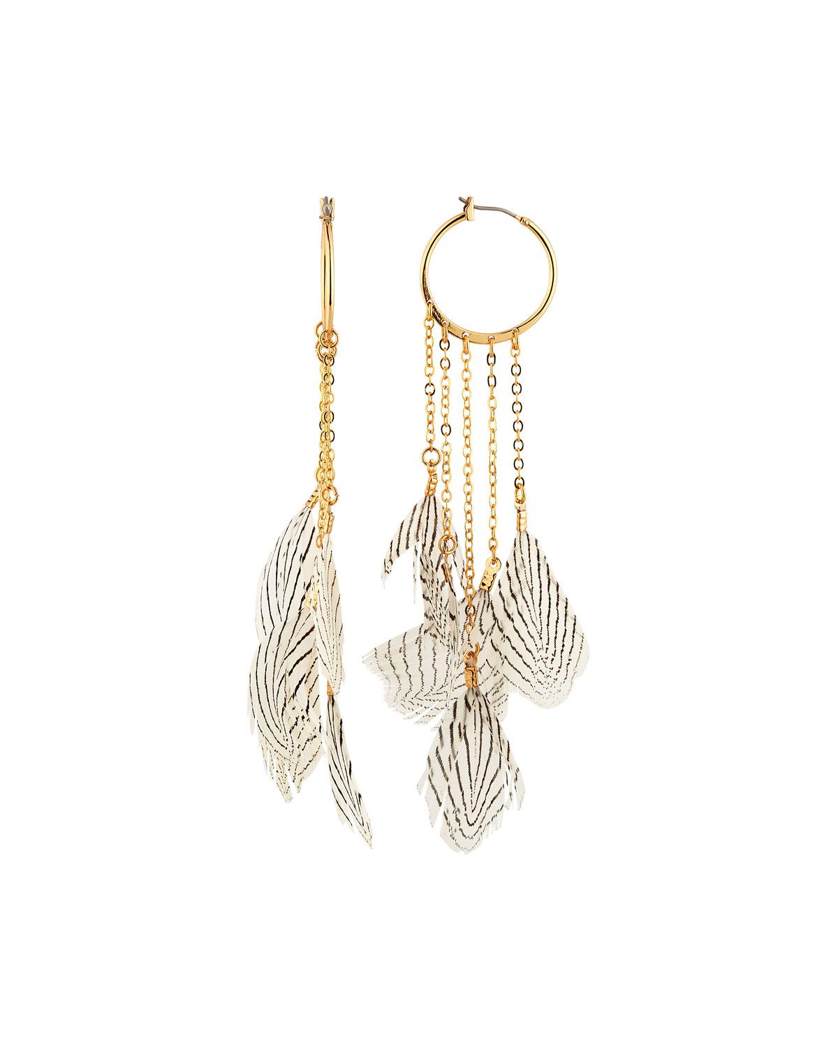 Lyst Lydell Nyc Feather Statement Earrings In Metallic Lydell Nyc Women S Metallic Feather Statement Earrings