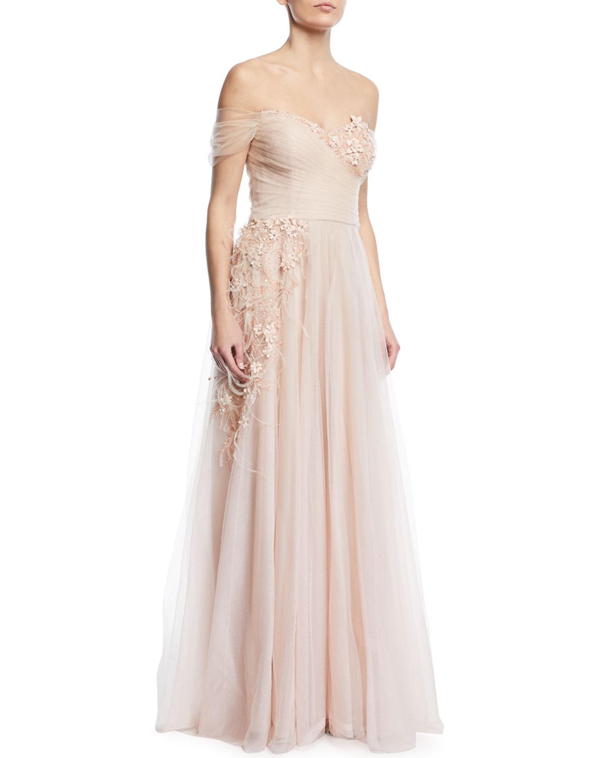 Teri Jon Synthetic Detailed Off-the-shoulder Gown in Pink - Lyst