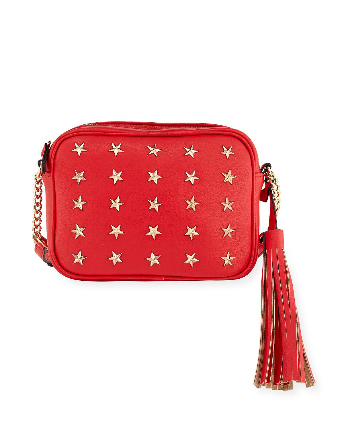 Lyst - Neiman Marcus Roz Star-studded Crossbody Bag in Red
