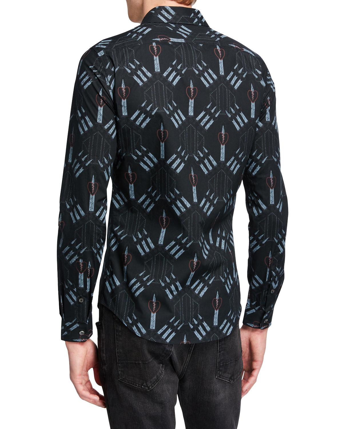 Valentino Men's Slimfit Longsleeve Cotton Shirt in Gray for Men Lyst