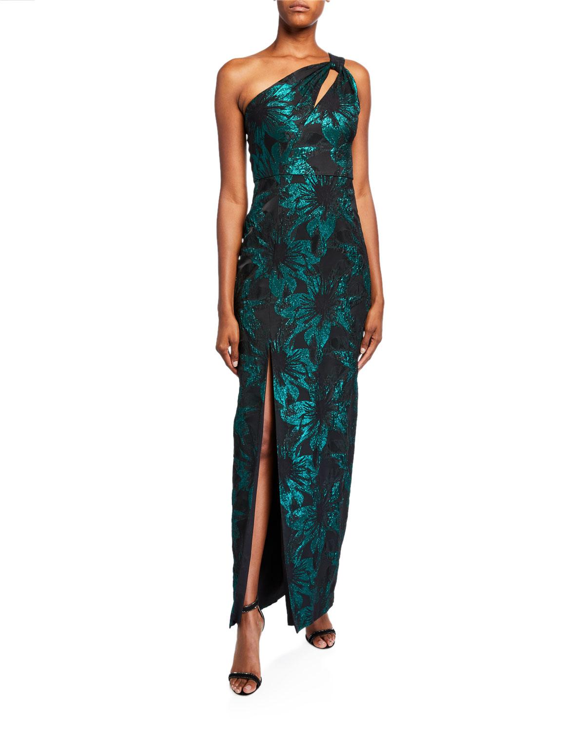 one shoulder lurex black