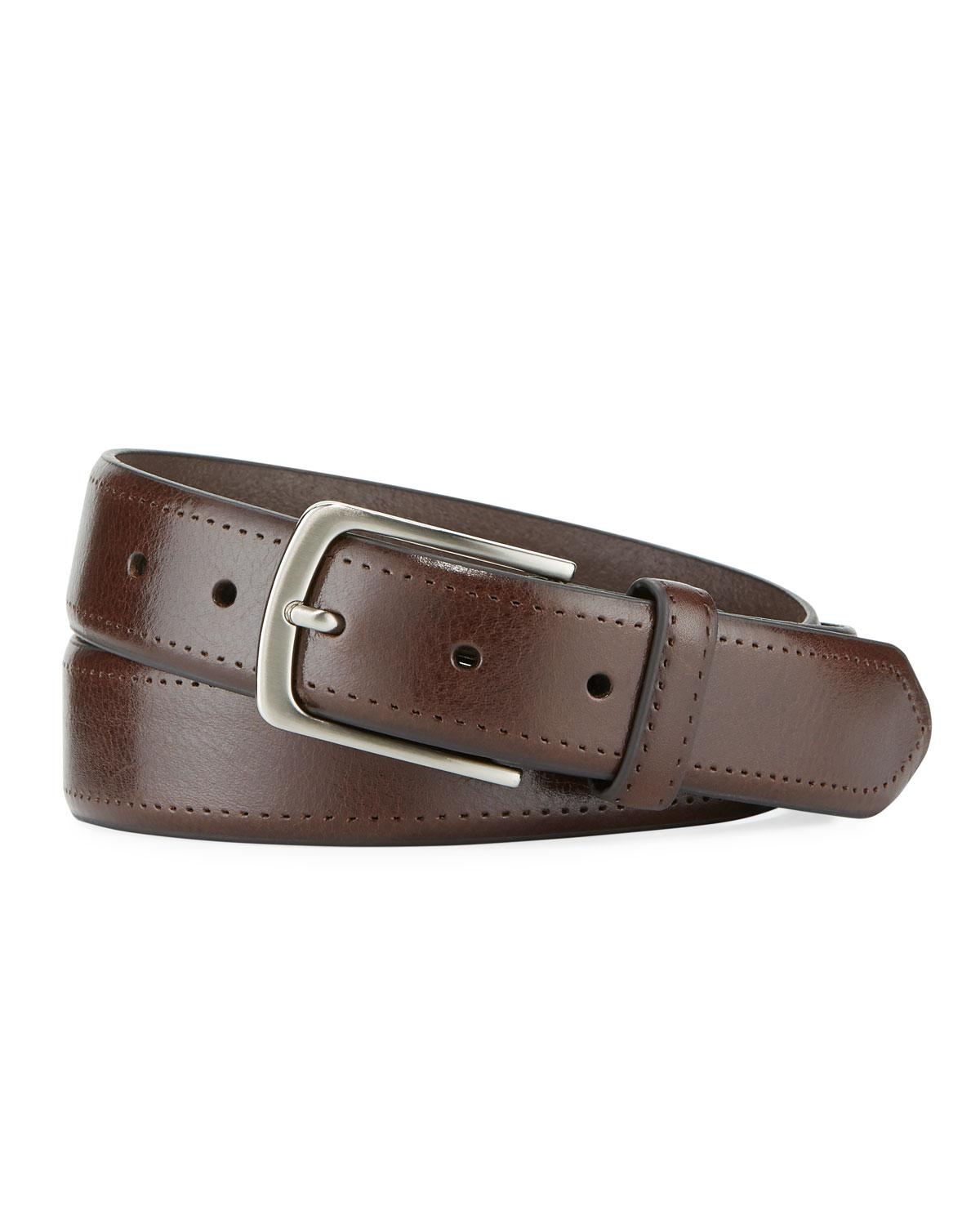 Neiman Marcus Men&#39;s Feather Edge Perforated Leather Belt in Brown for Men - Lyst