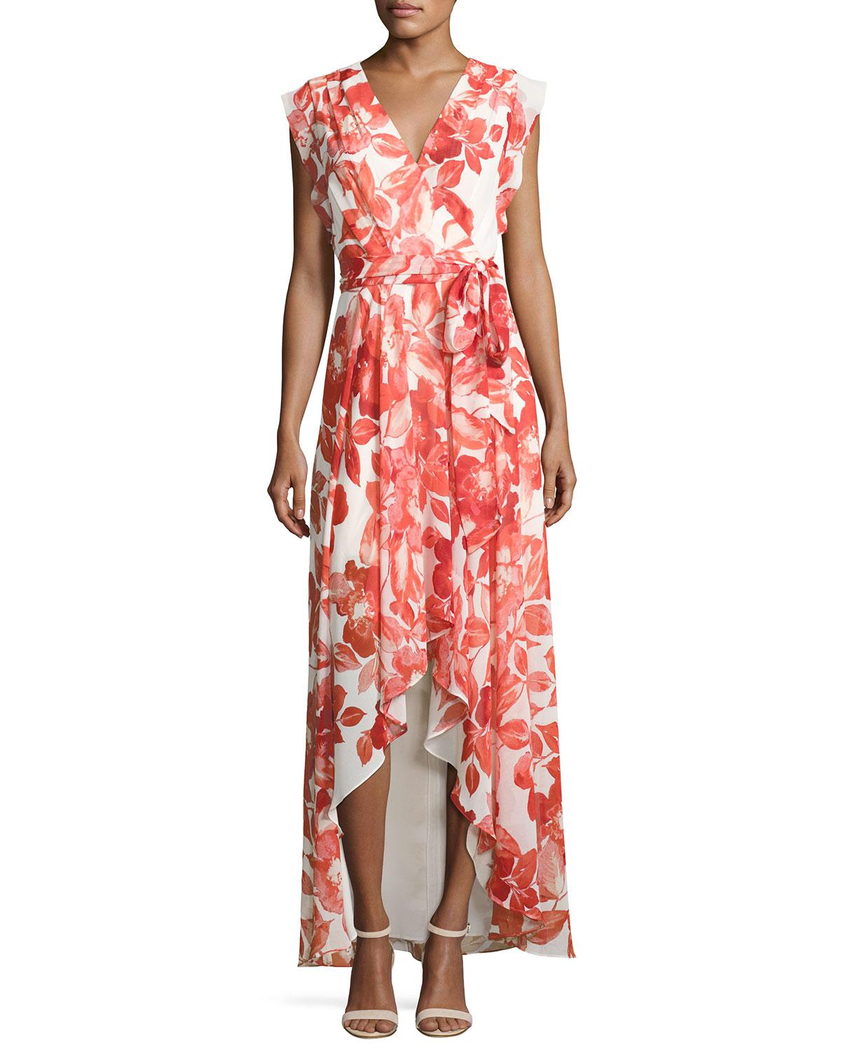 eliza j high low wrap dress