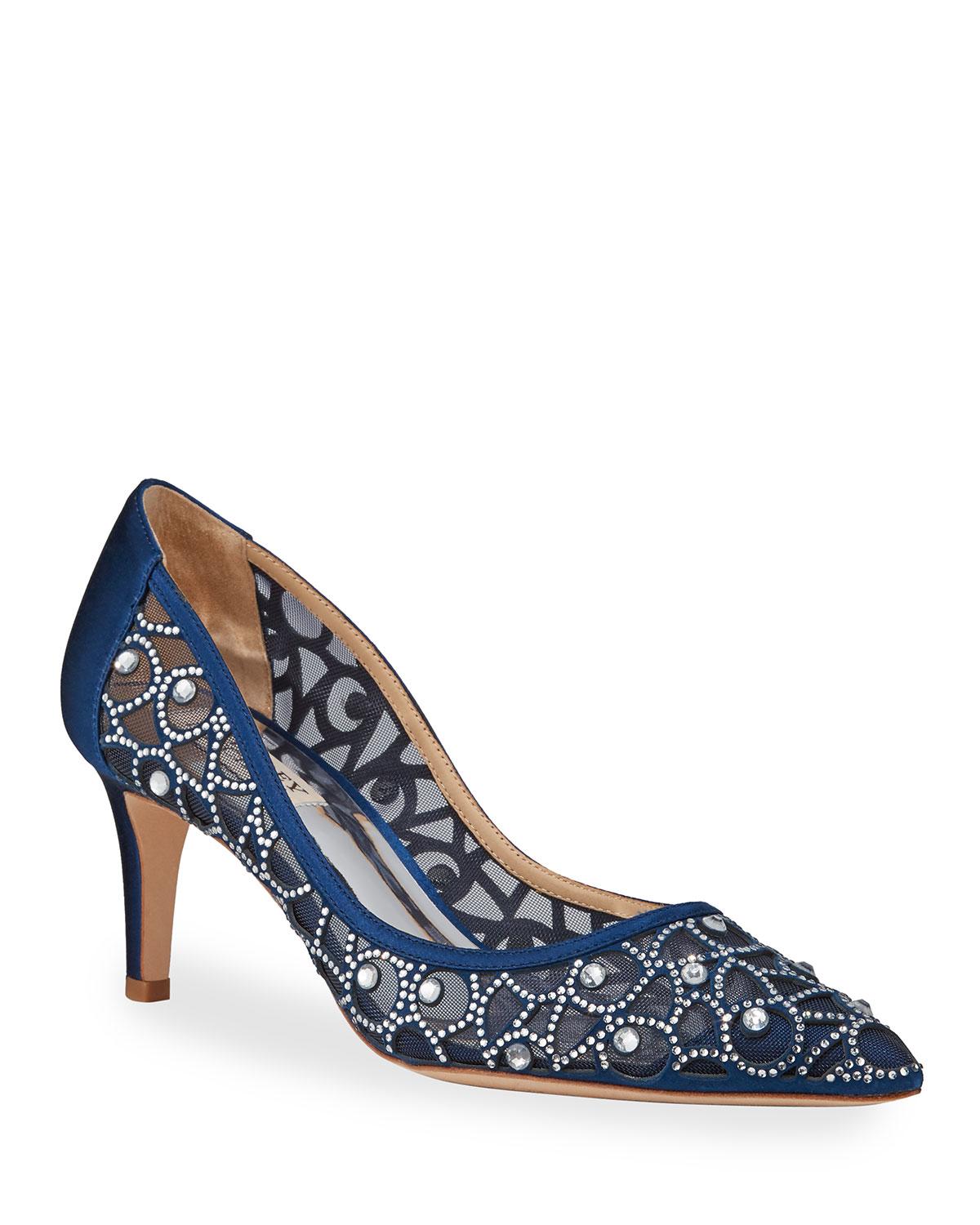 badgley mischka onyx crystal mesh pumps