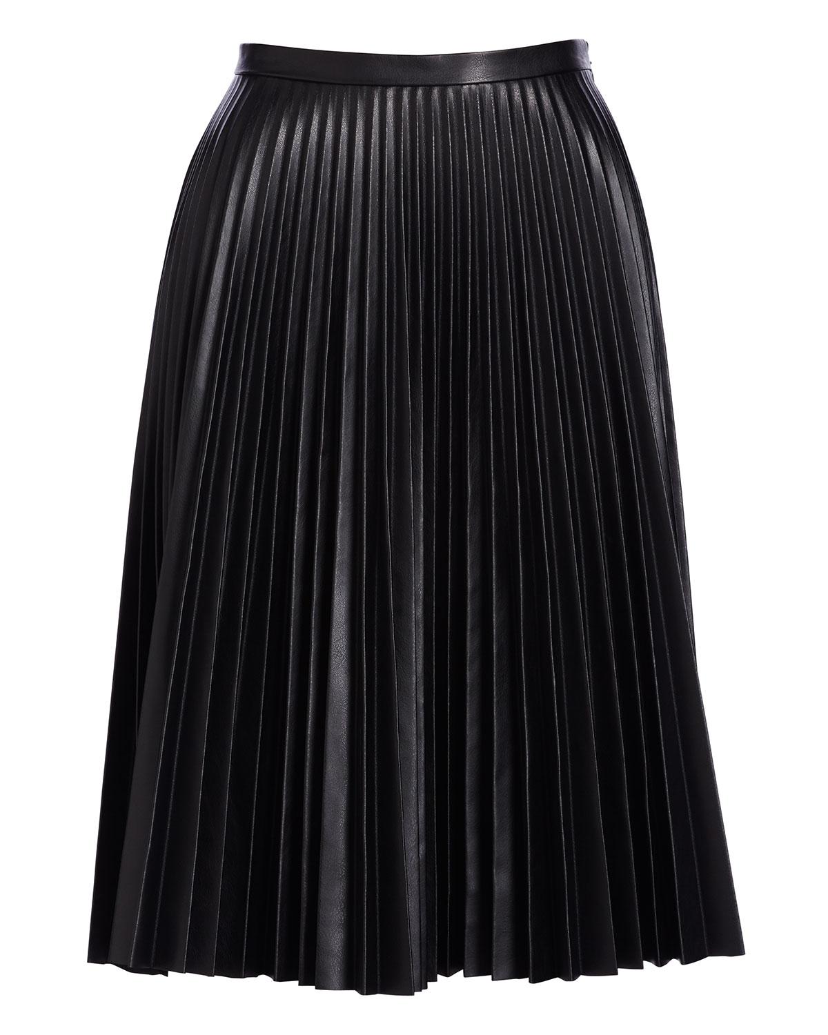 Bagatelle Plissé Leather Skirt in Black Lyst