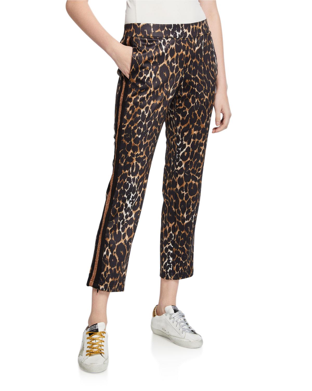 leopard pants with red stripe