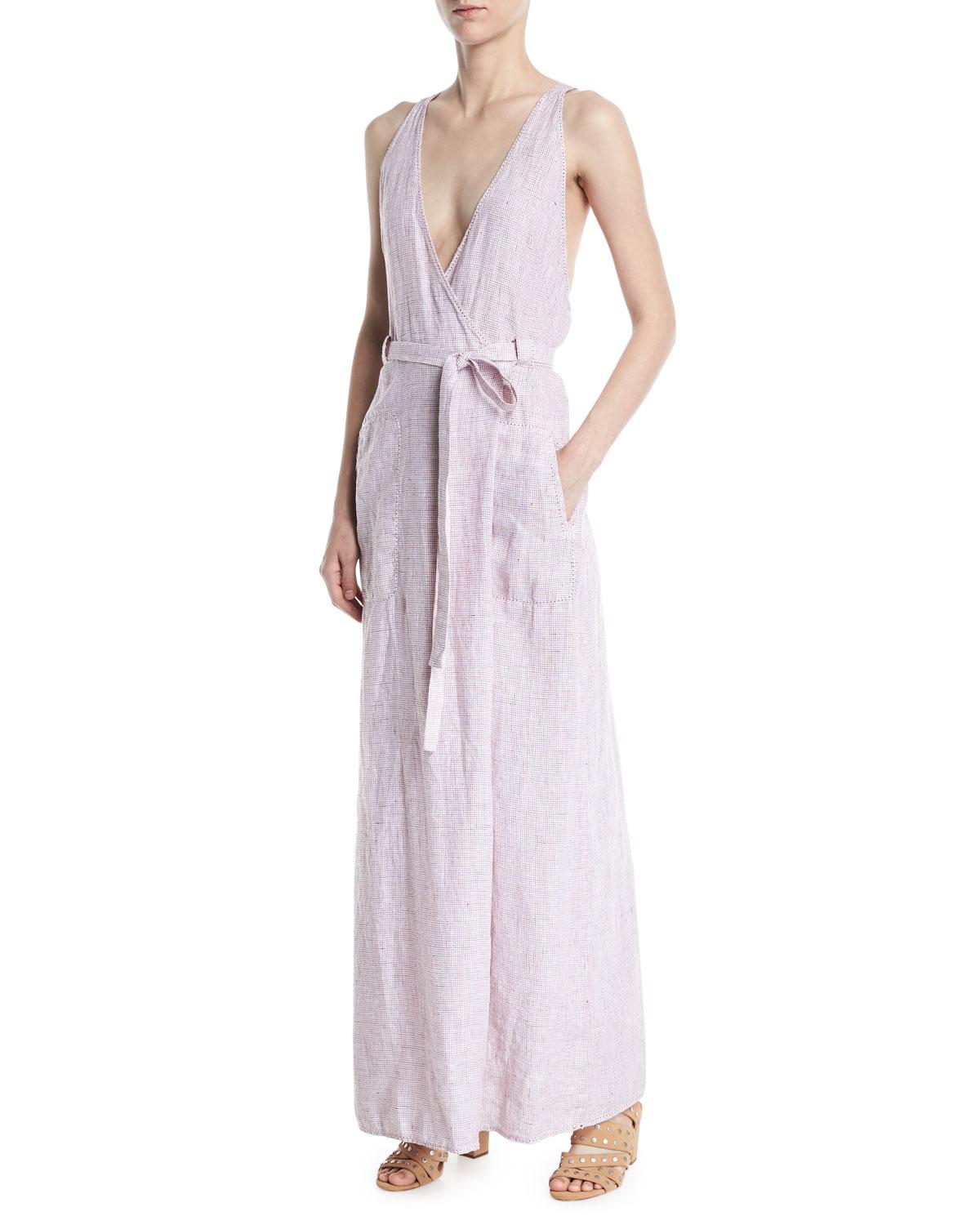 linen maxi wrap dress