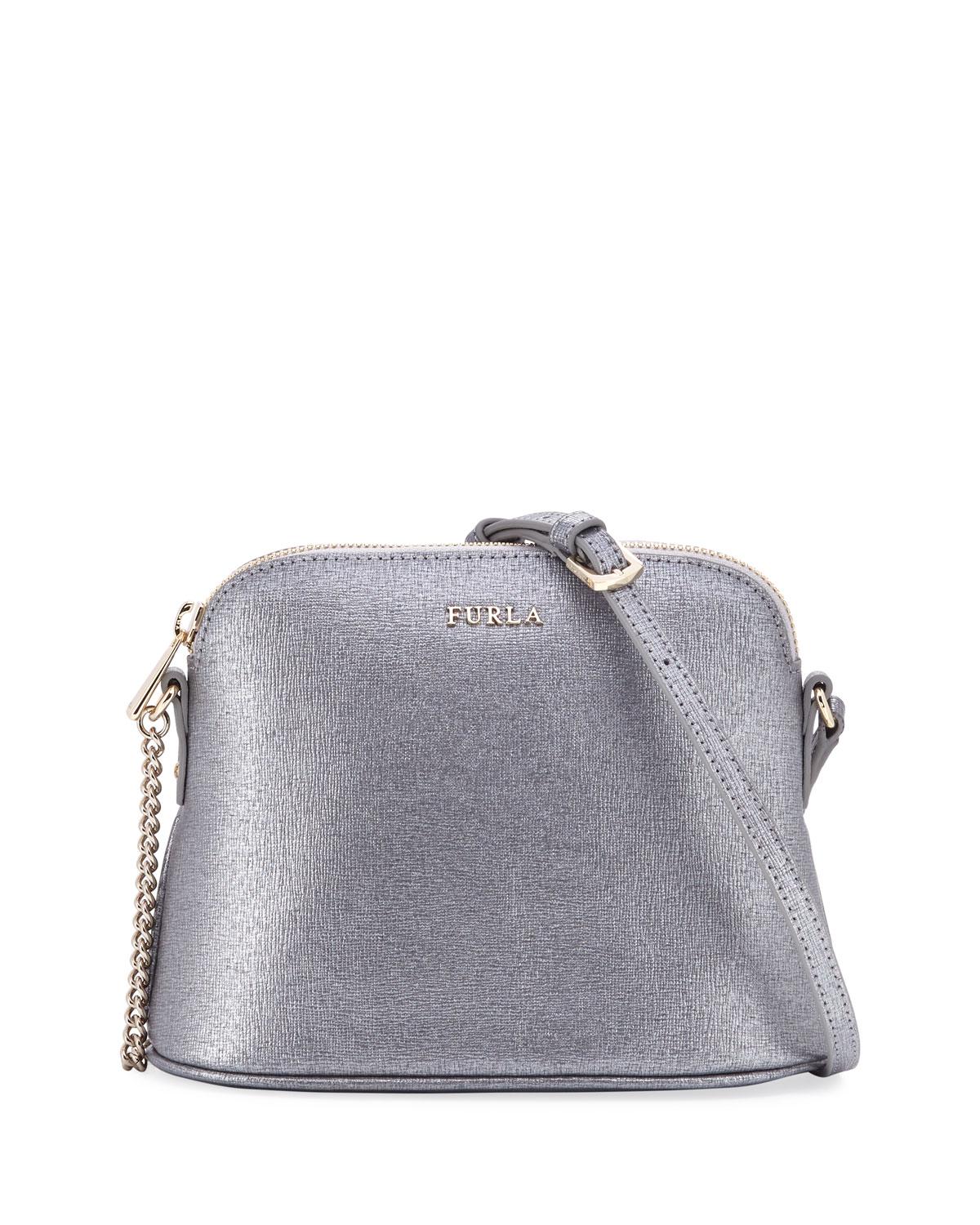 Furla Leather Miky Large Saffiano Crossbody Bag in Silver (Metallic) - Lyst