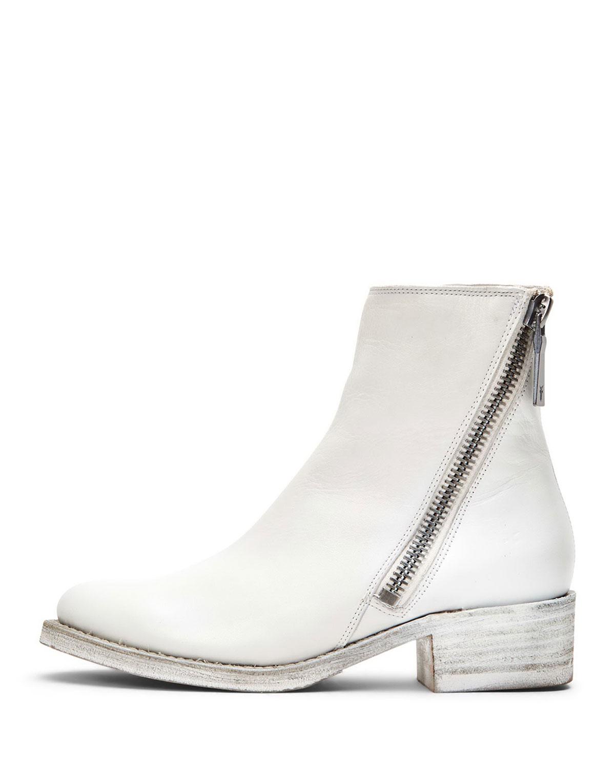frye demi zip bootie white