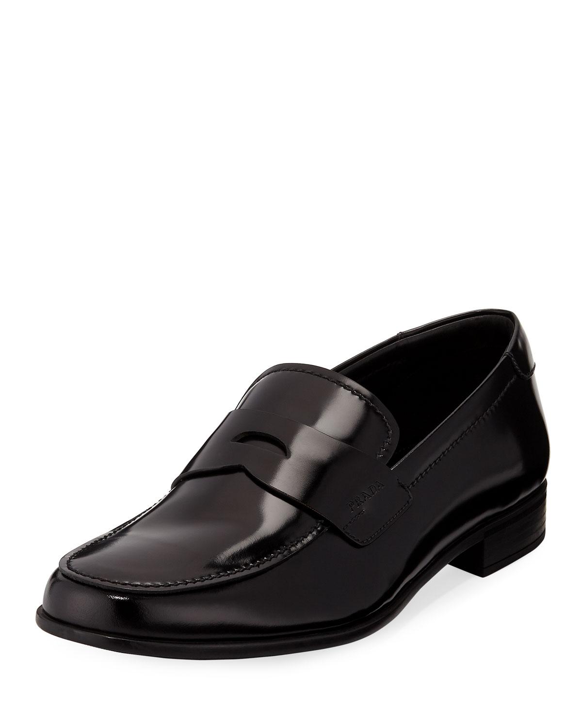 Prada Men's Patent Leather Penny Loafers in Black for Men - Lyst
