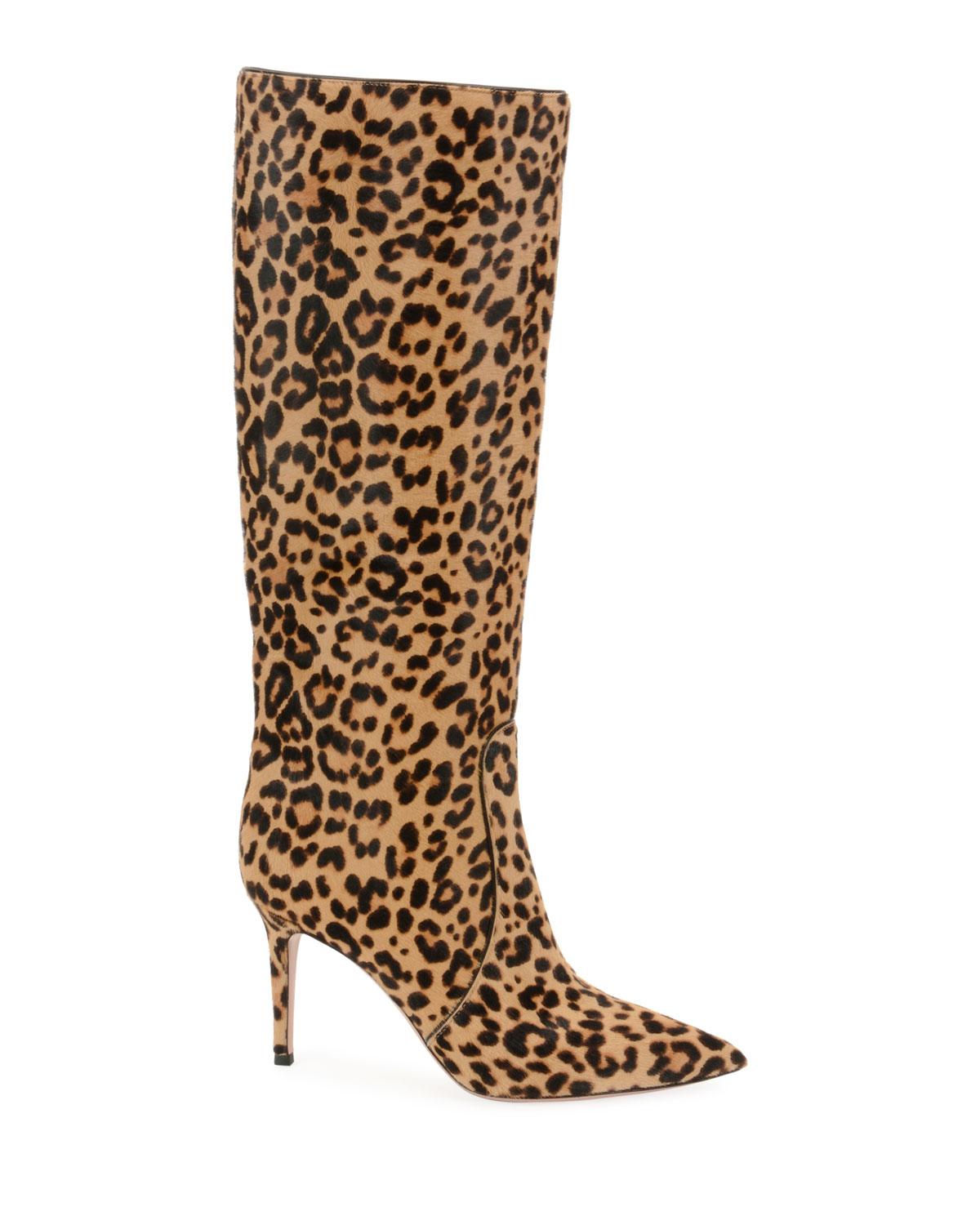 leopard knee high boots