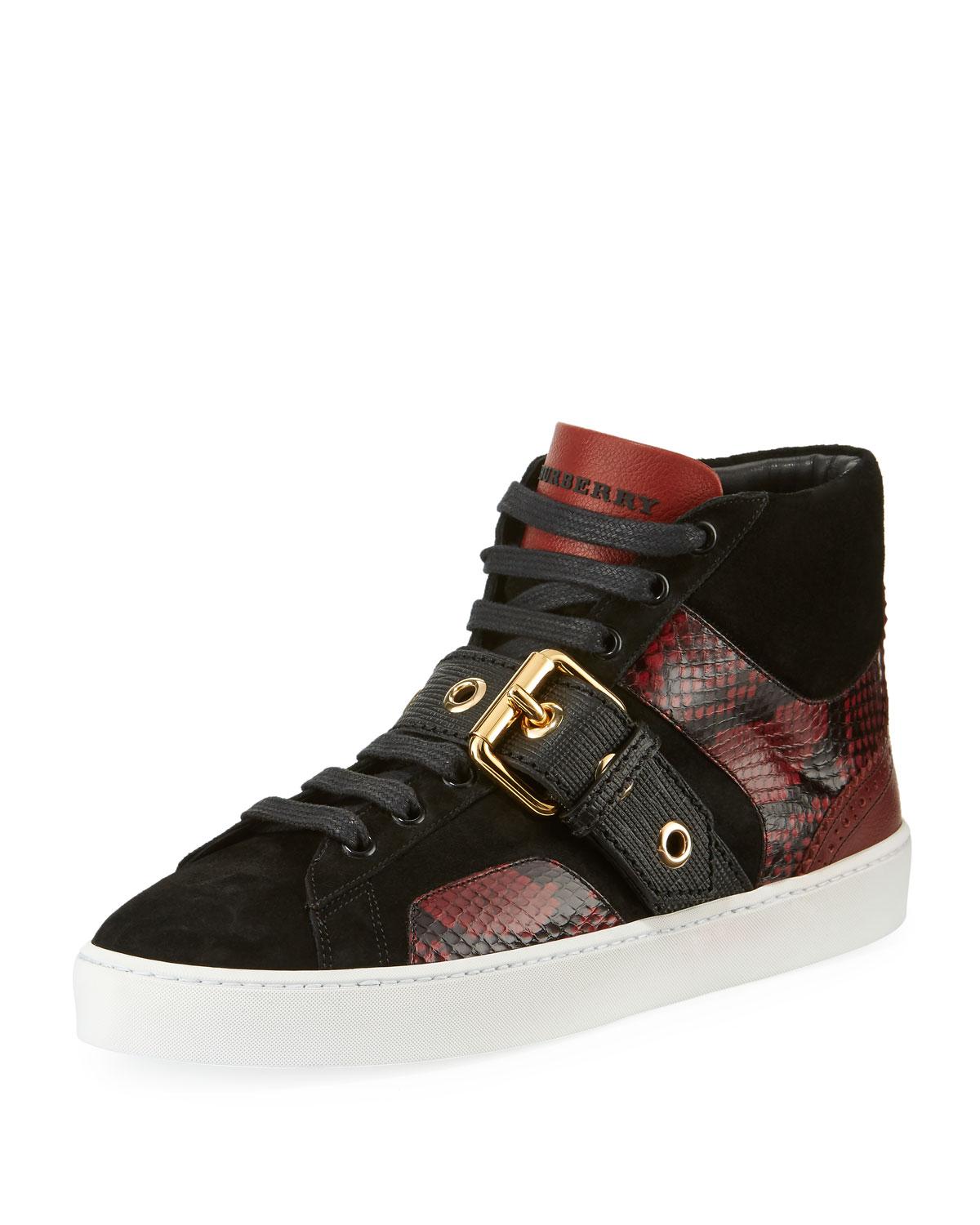Burberry Suede/snake-print High-top Sneakers for Men - Lyst