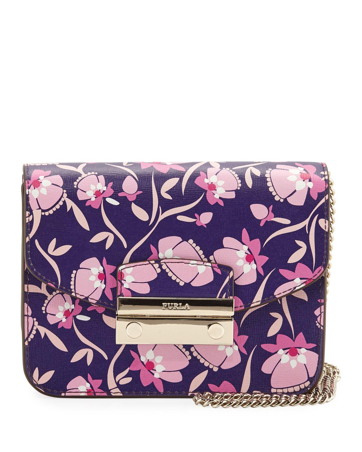 Furla Julia Mini Floralprint Saffiano Leather Crossbody Bag Lyst