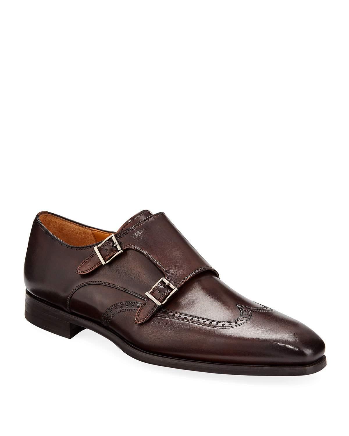 Neiman Marcus Men&#39;s Double-monk Leather Dress Shoes in Brown for Men - Lyst