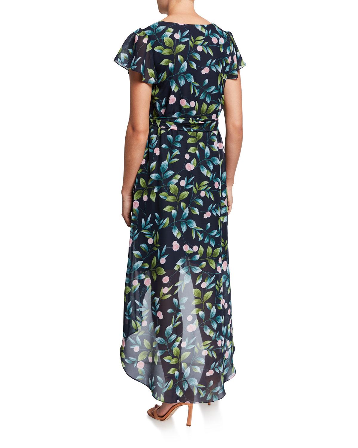 Julia Jordan Floral Faux-wrap High-low Chiffon Dress - Lyst