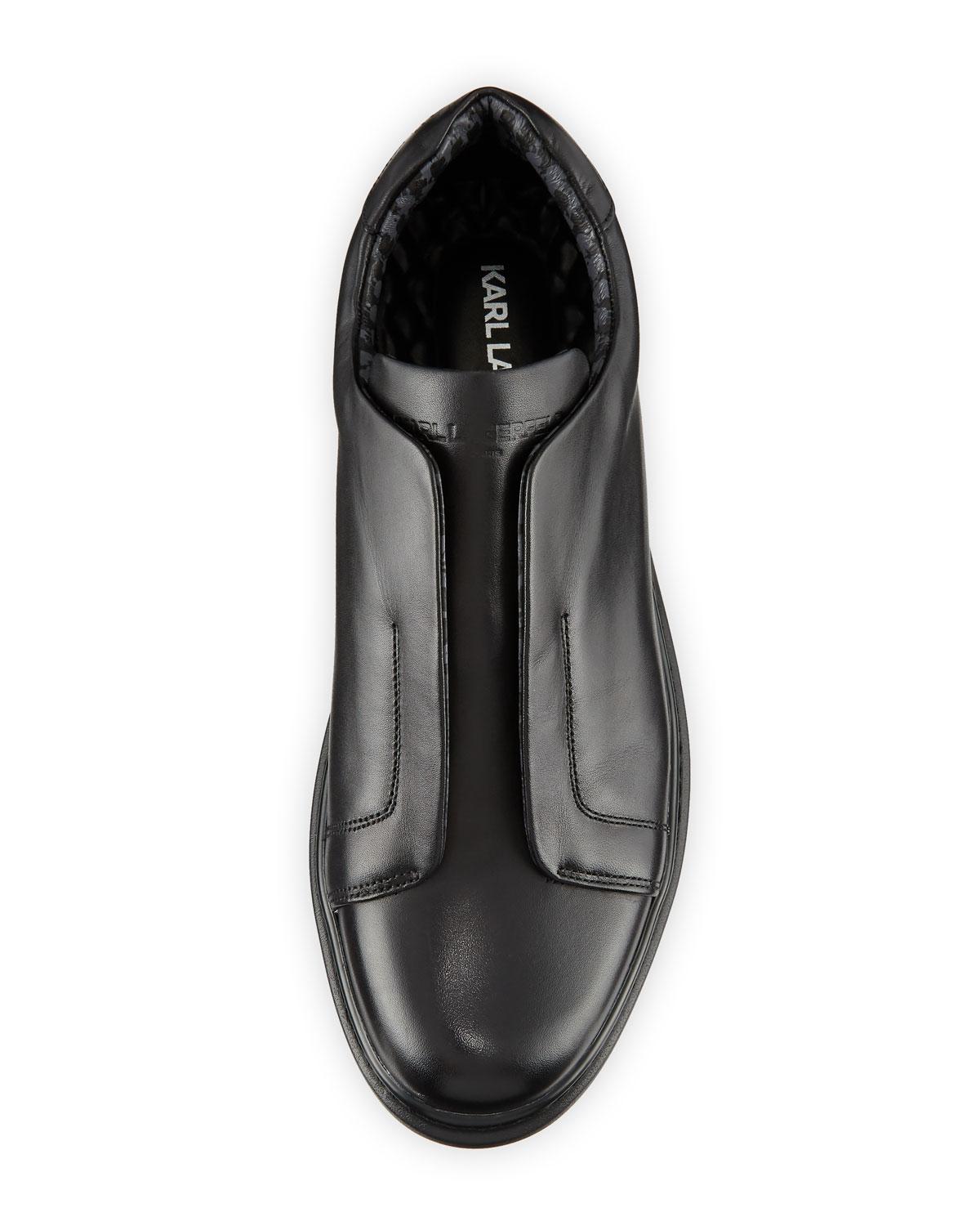 leather laceless shoes