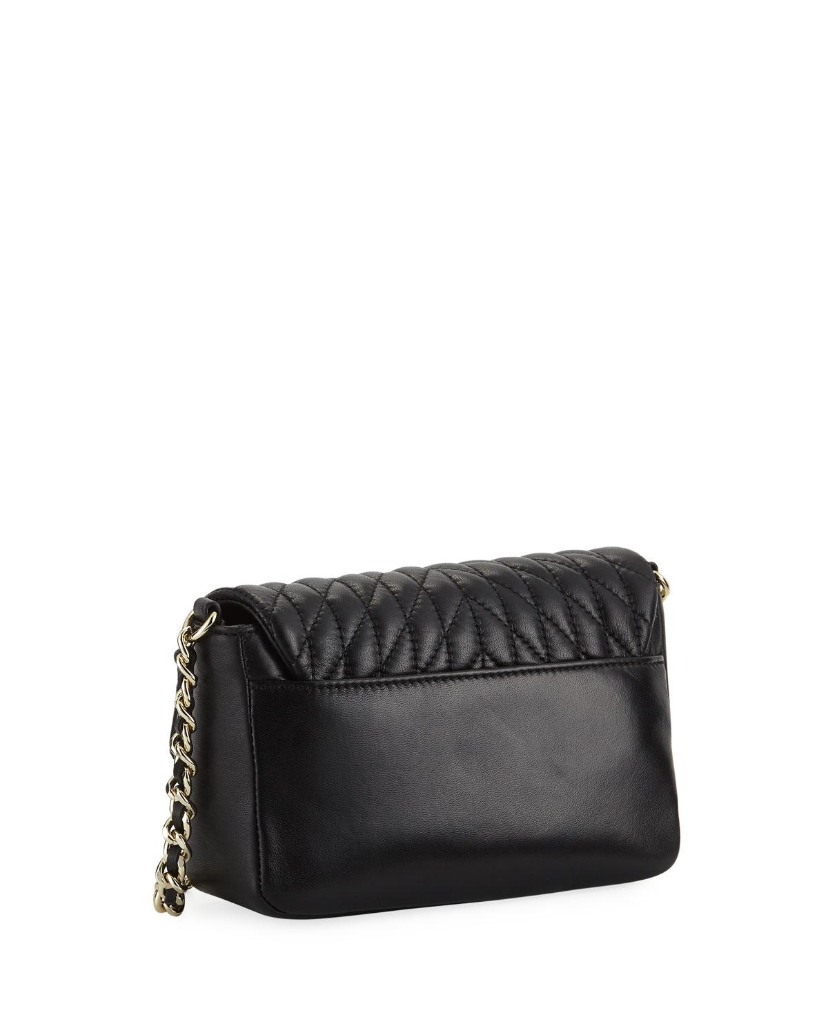 Karl Lagerfeld Agyness Quilted Leather Crossbody Bag in Black/Gold (Black) - Lyst