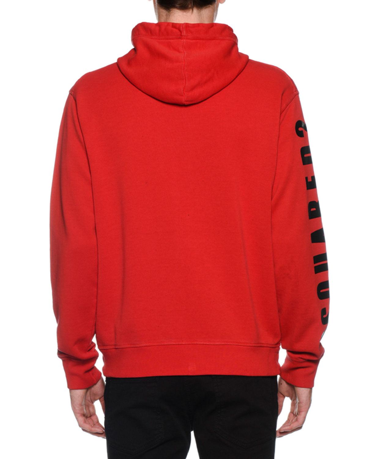 Download DSquared² Cotton Men's Shiny Logo Zip Hoodie in Red for ...