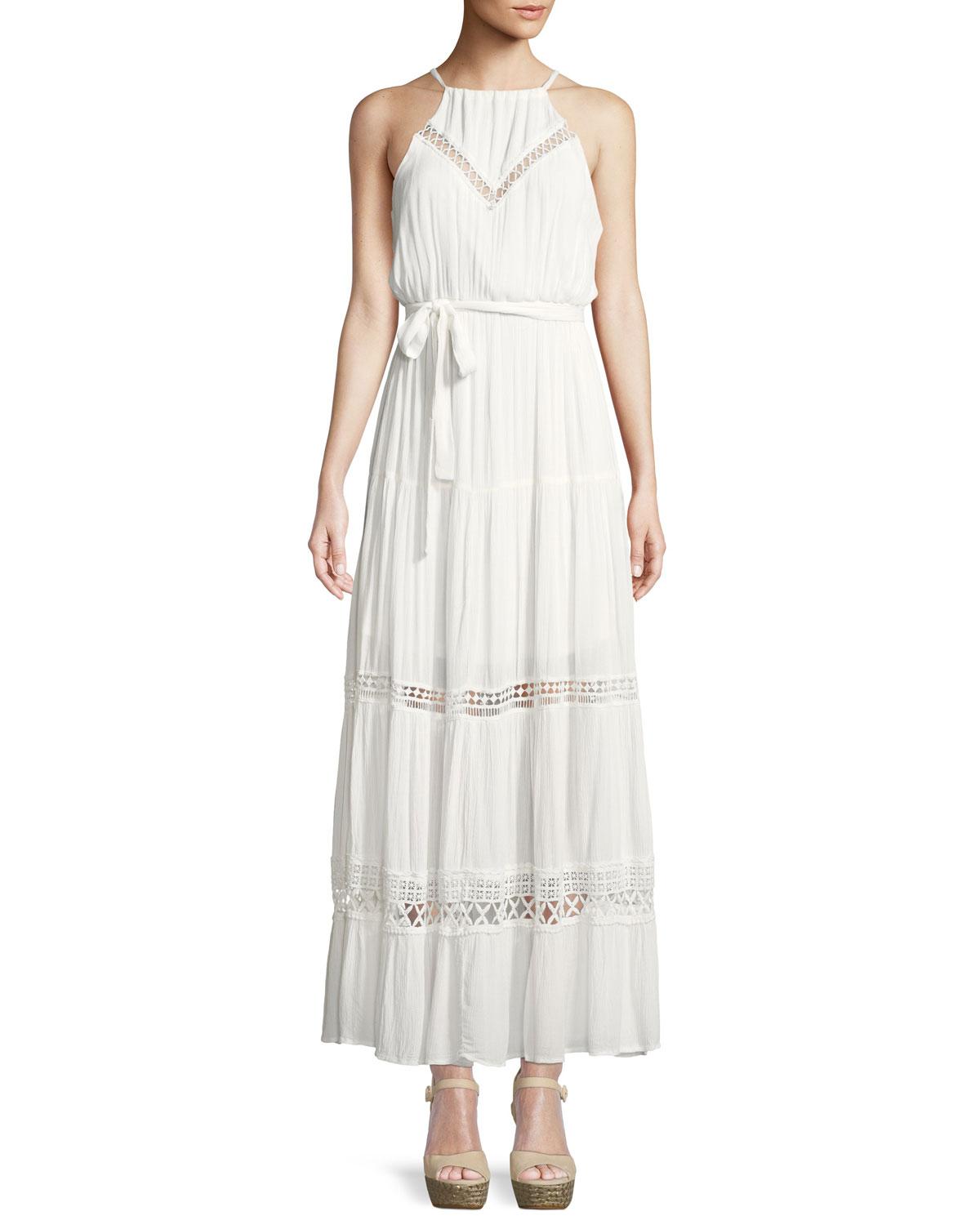 white halter maxi dress