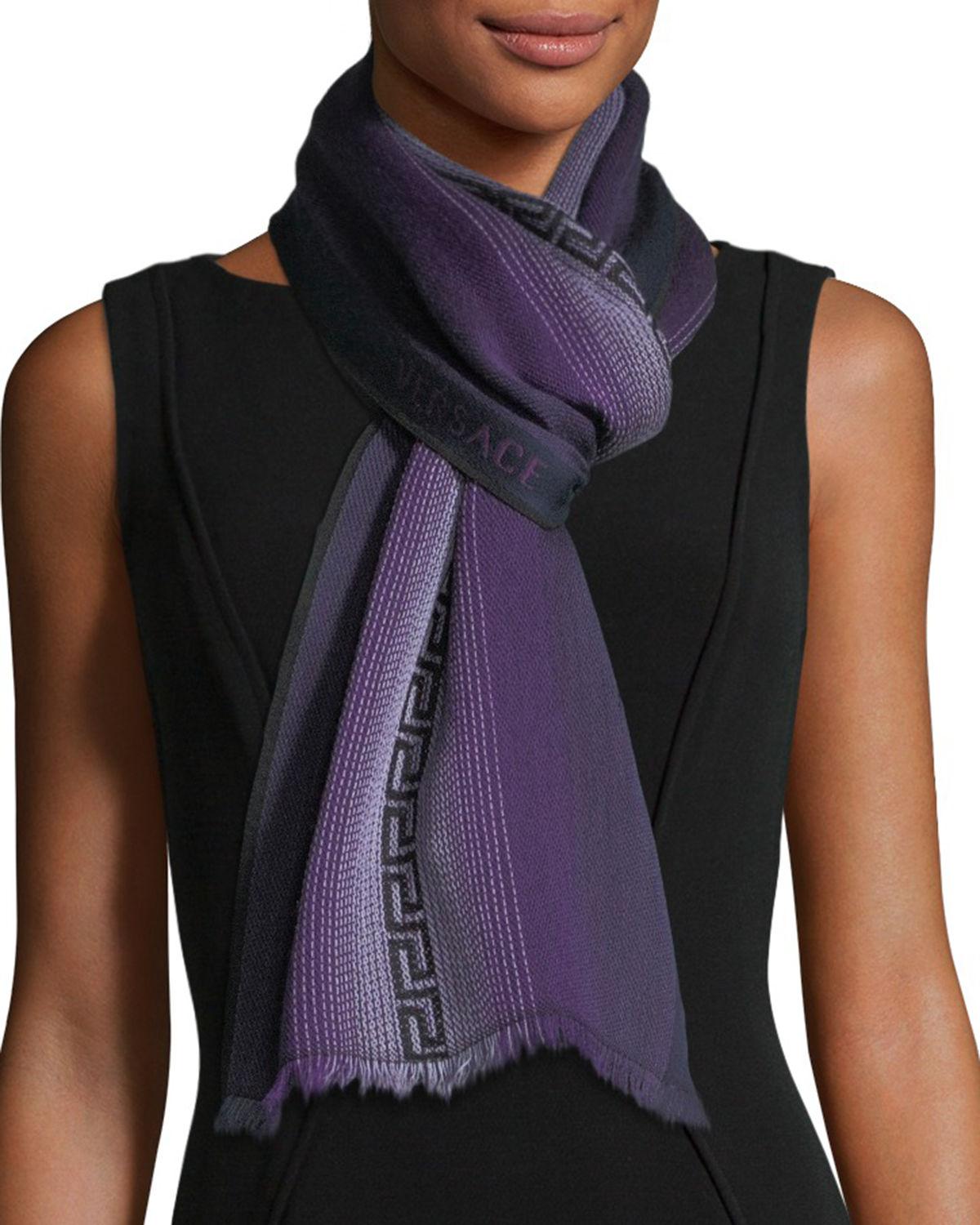Versace Ombrépattern Wool Scarf in Purple Lyst