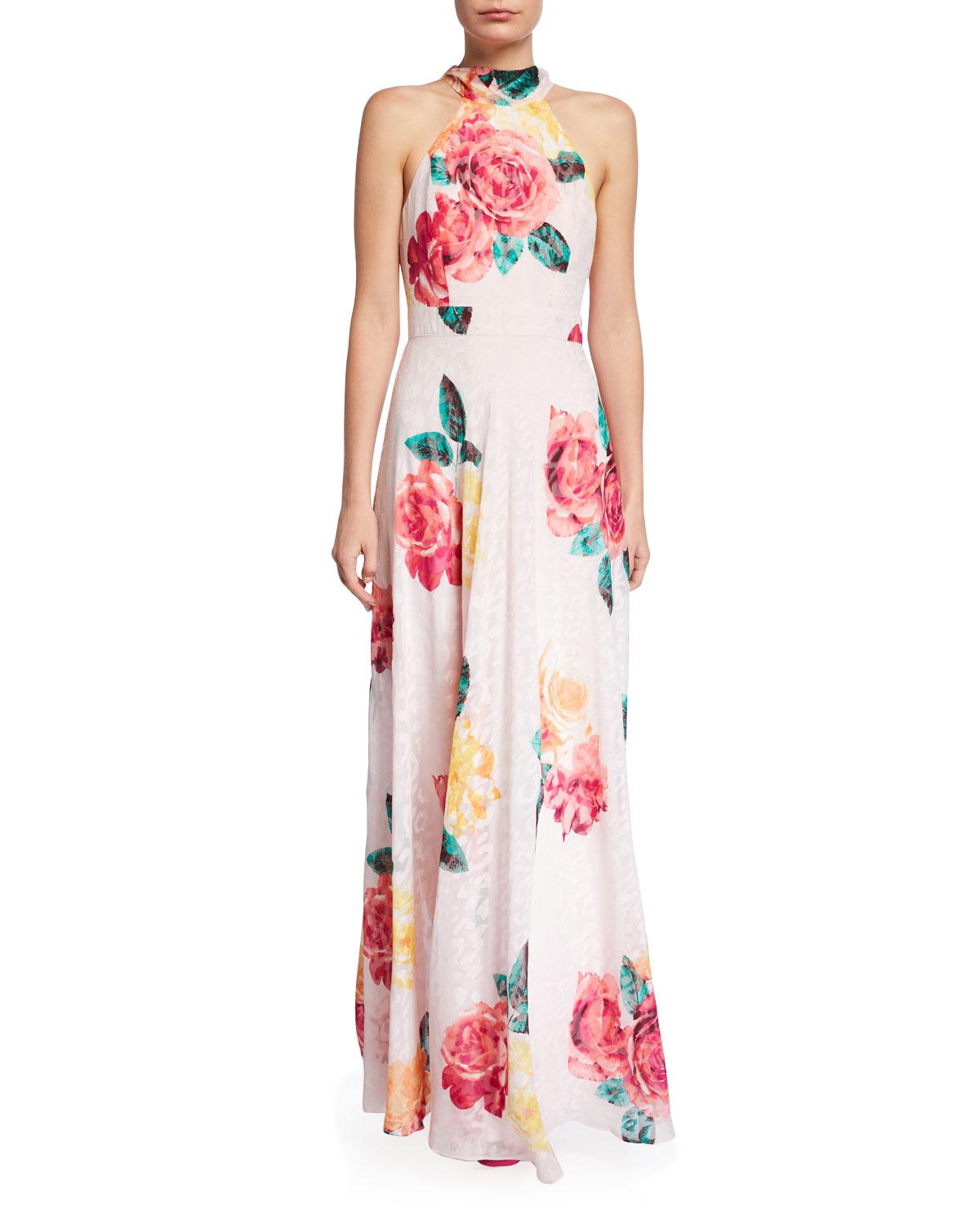 laundry by shelli segal floral print mock neck maxi dress