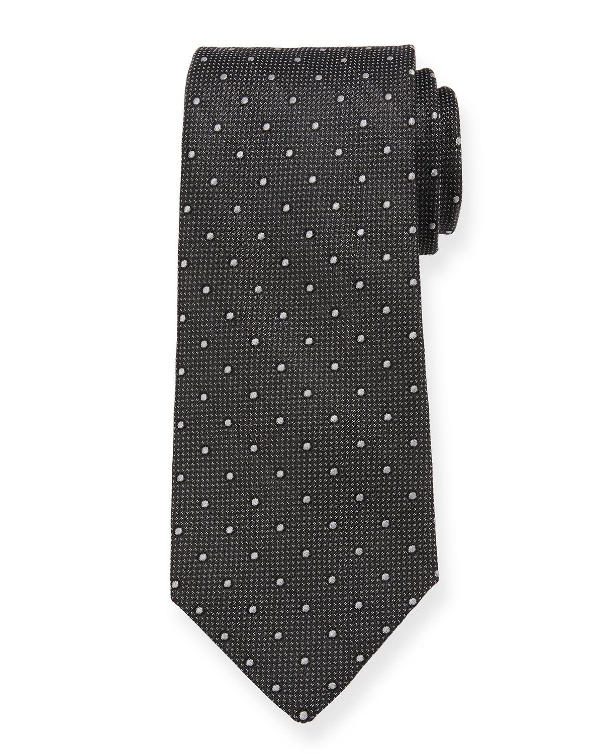 Neiman Marcus Men&#39;s Dotted Silk Tie in Black for Men - Lyst