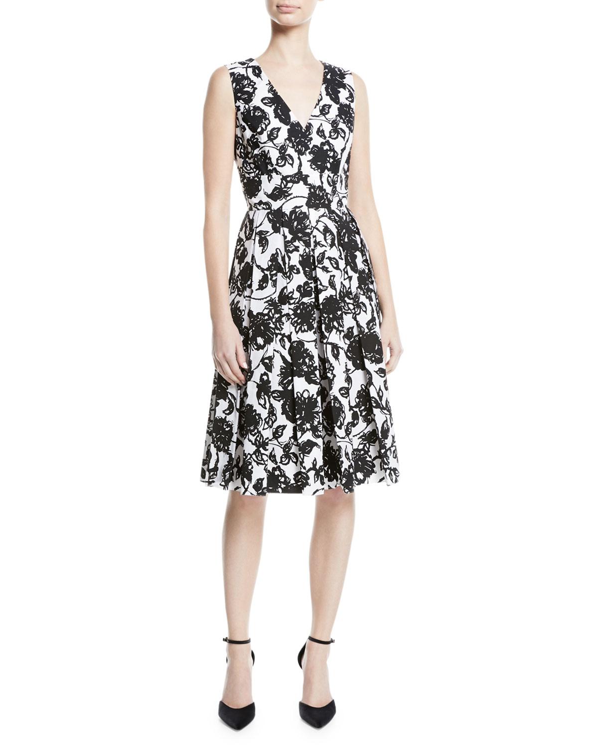 michael kors black and white floral dress
