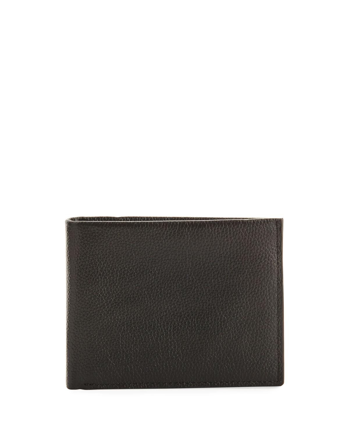 Neiman Marcus Rfid Pebbled Leather Bi-fold Wallet in Black for Men - Lyst