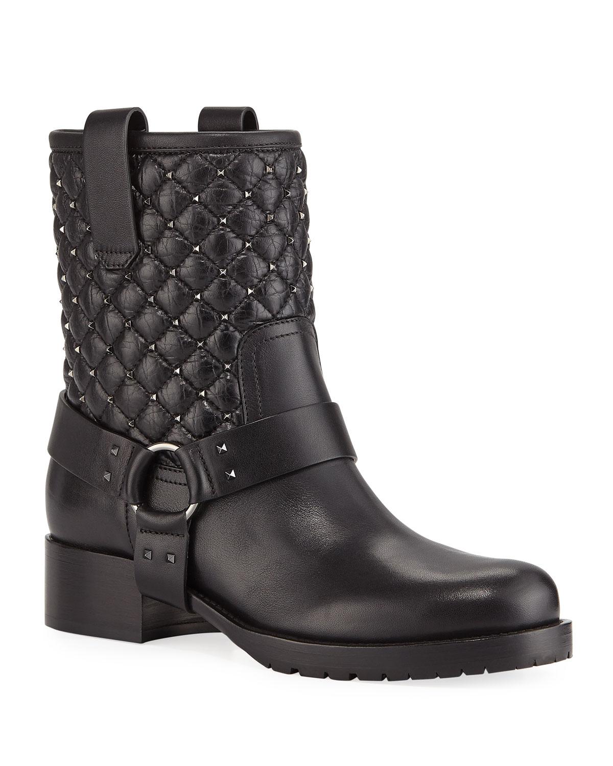 valentino rockstud moto boots