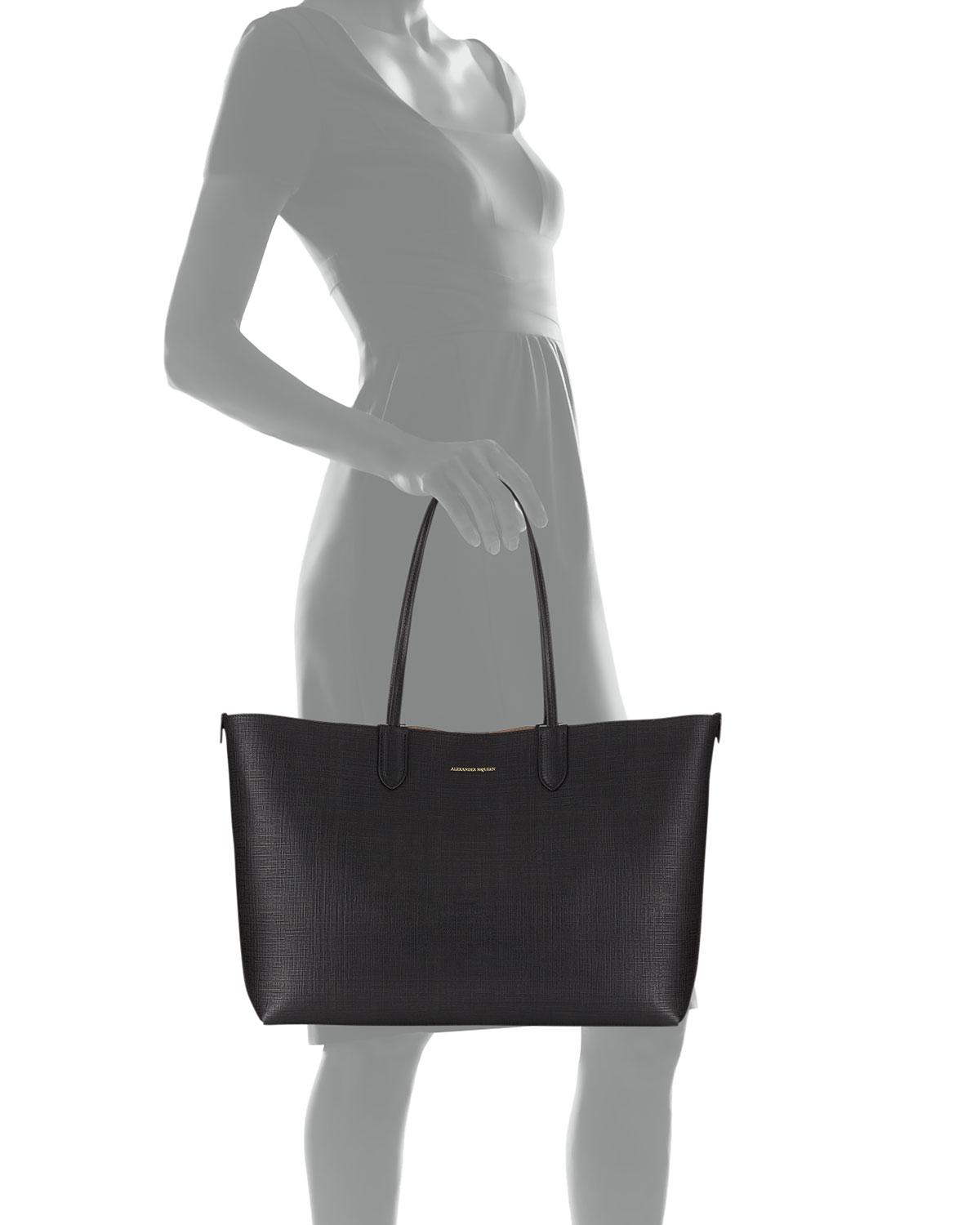 Alexander McQueen Lino Medium Embossed Leather Tote Bag in Black - Lyst