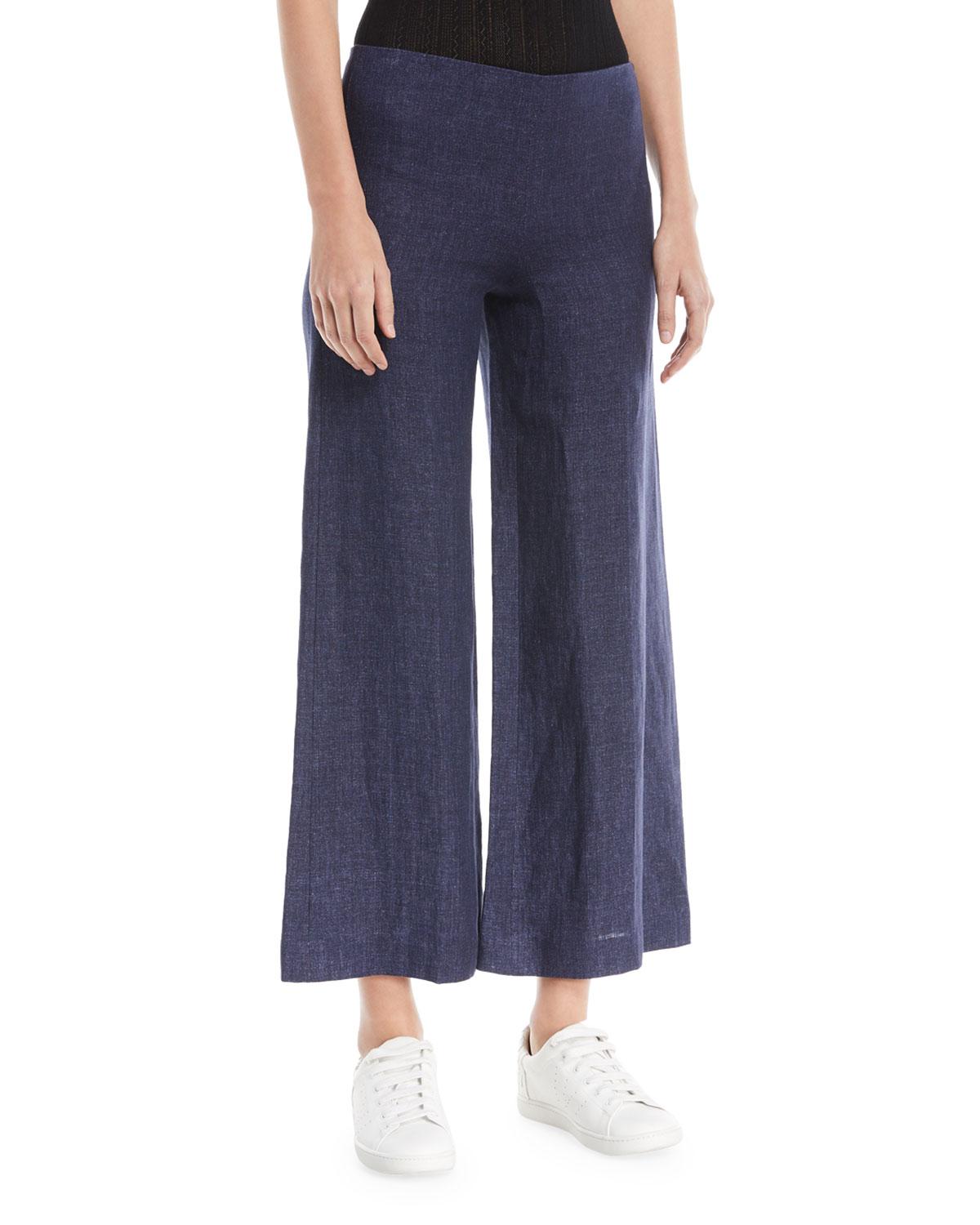 theory wide leg linen pants