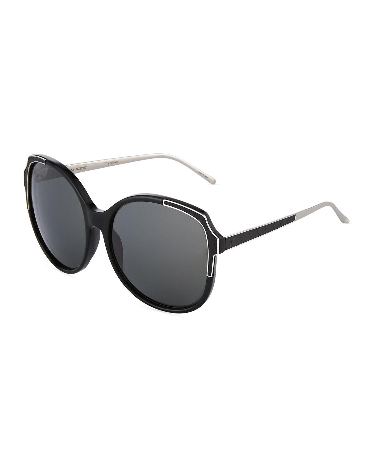 Linda Farrow Oversized Round Acetate/snakeskin Sunglasses in Black/Gray ...