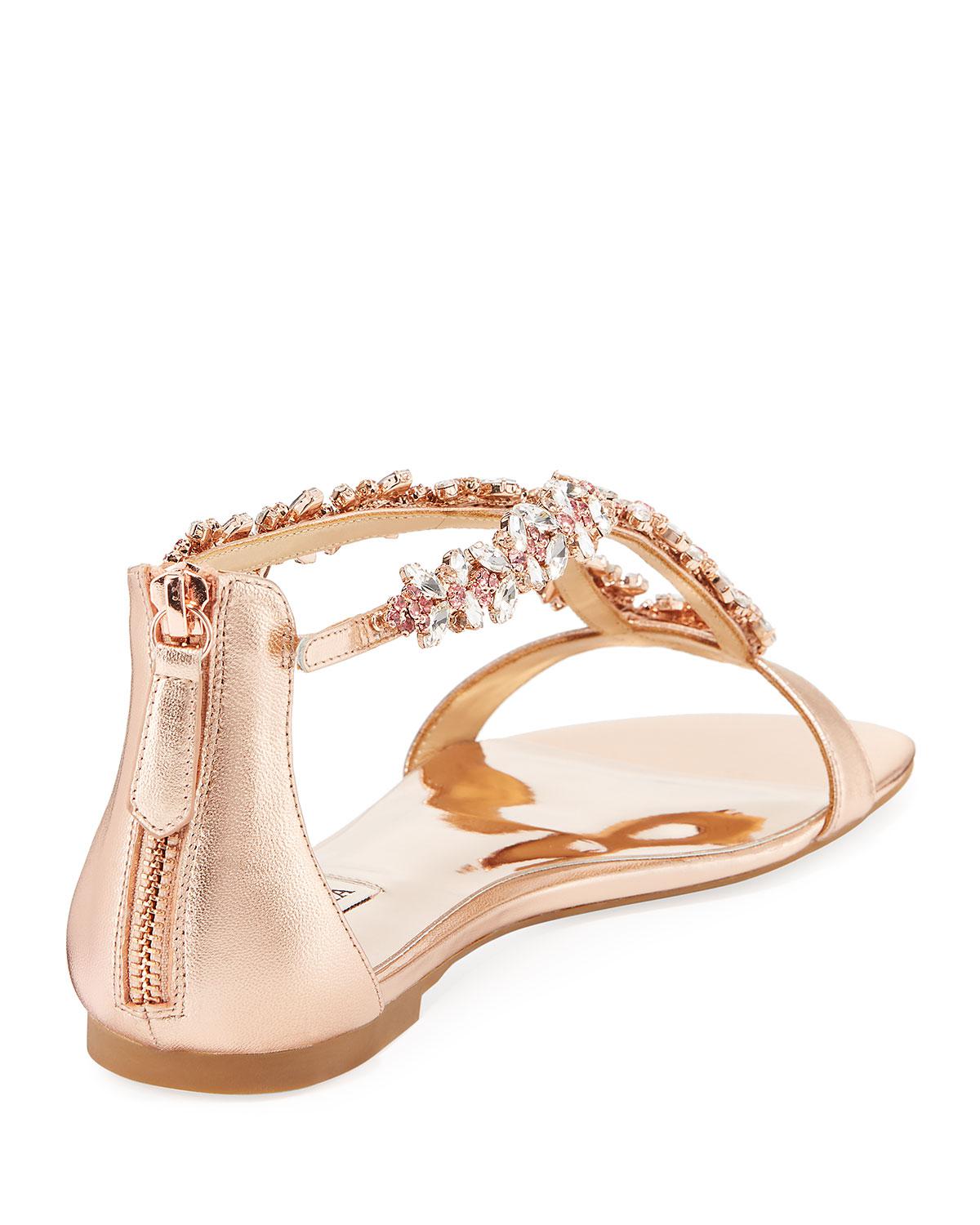 badgley mischka gabrielle crystal buckle slingback flats