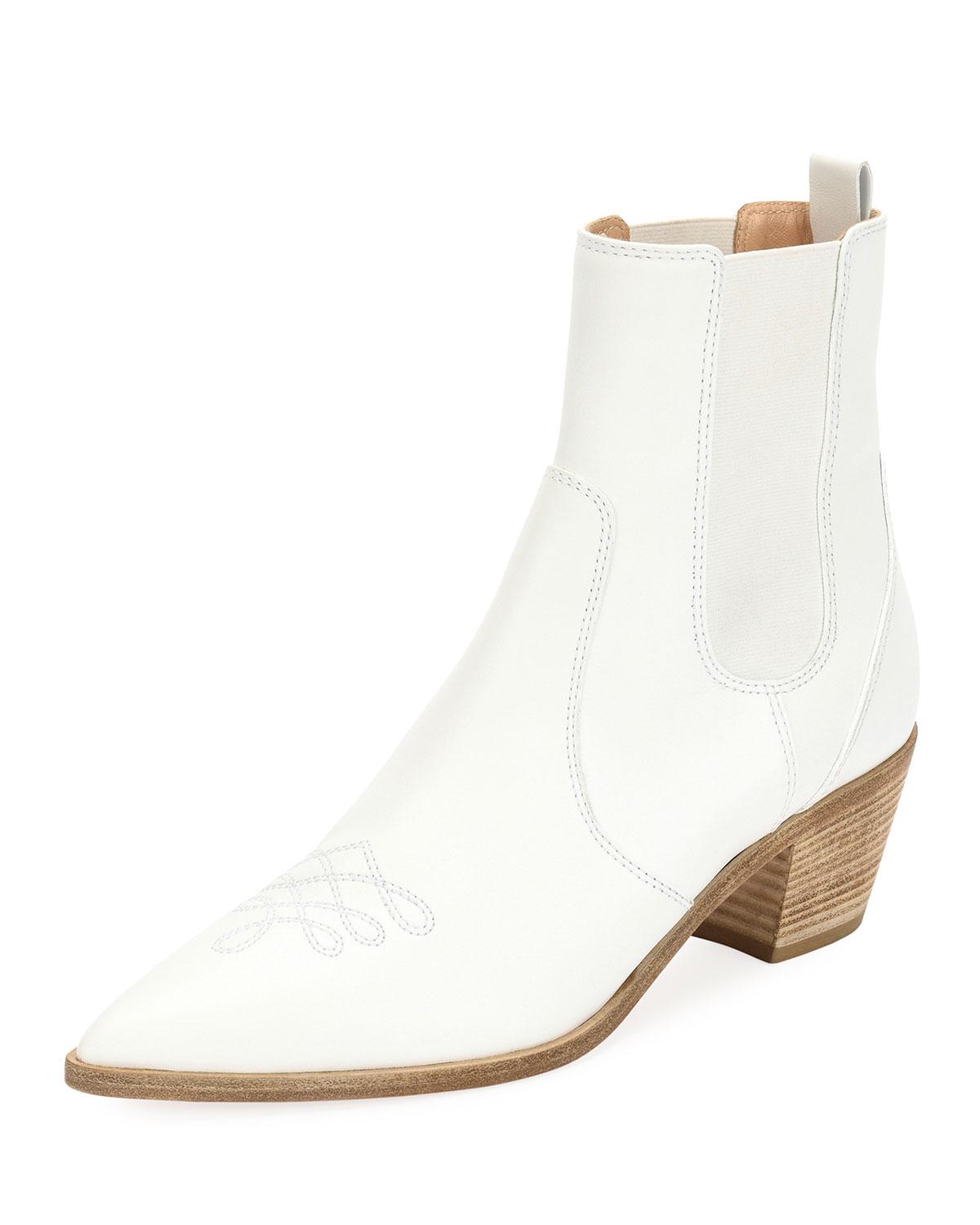 white ankle boots western