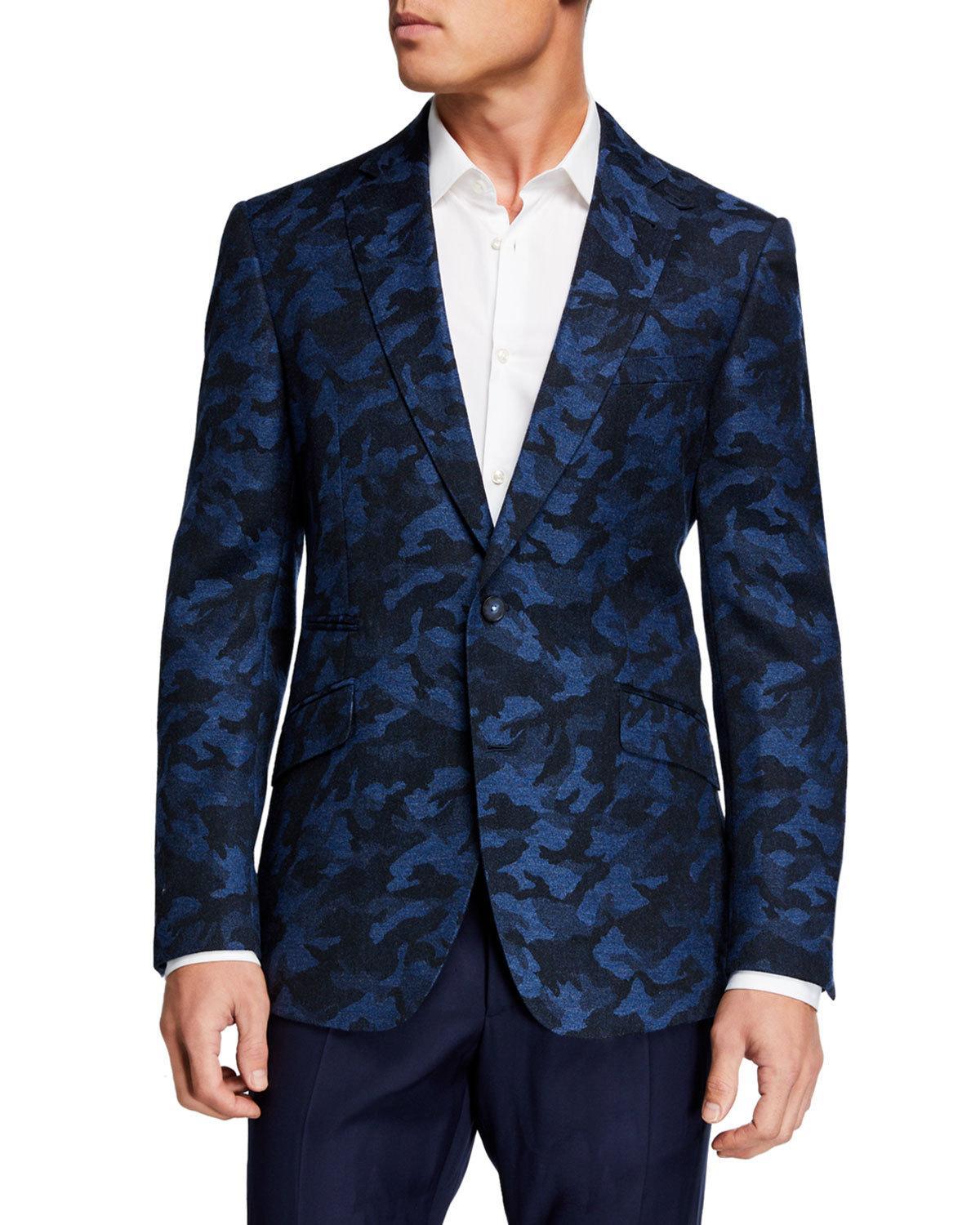 Robert Graham Men's Portgain Camouflage Wool/cashmere Sport Coat in