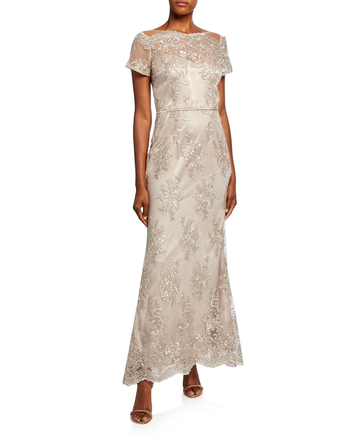 js collections scalloped embroidered gown