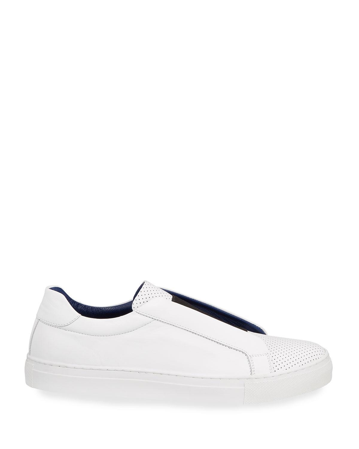 mens white laceless sneakers
